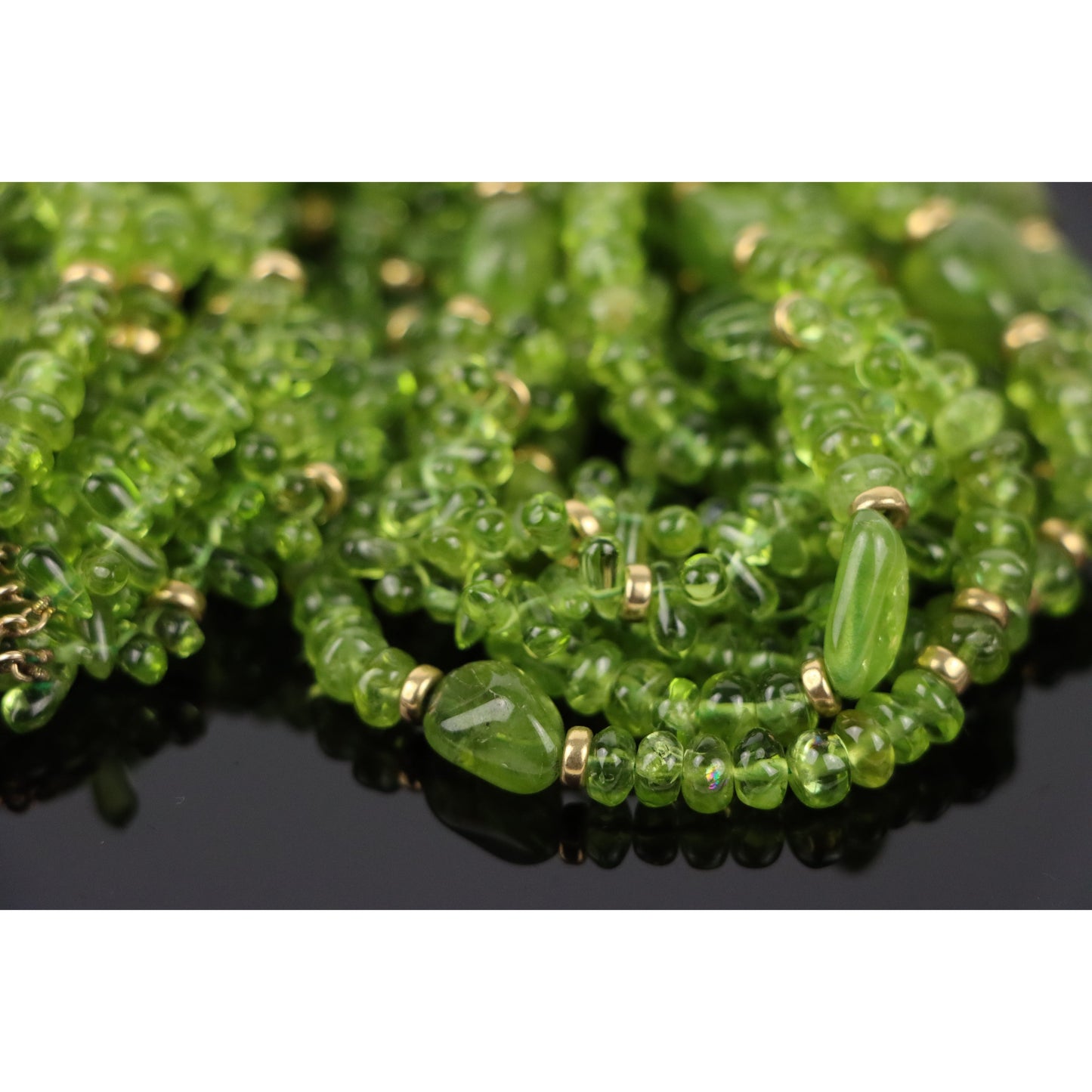 Peridot Strand Gold Statement Necklace