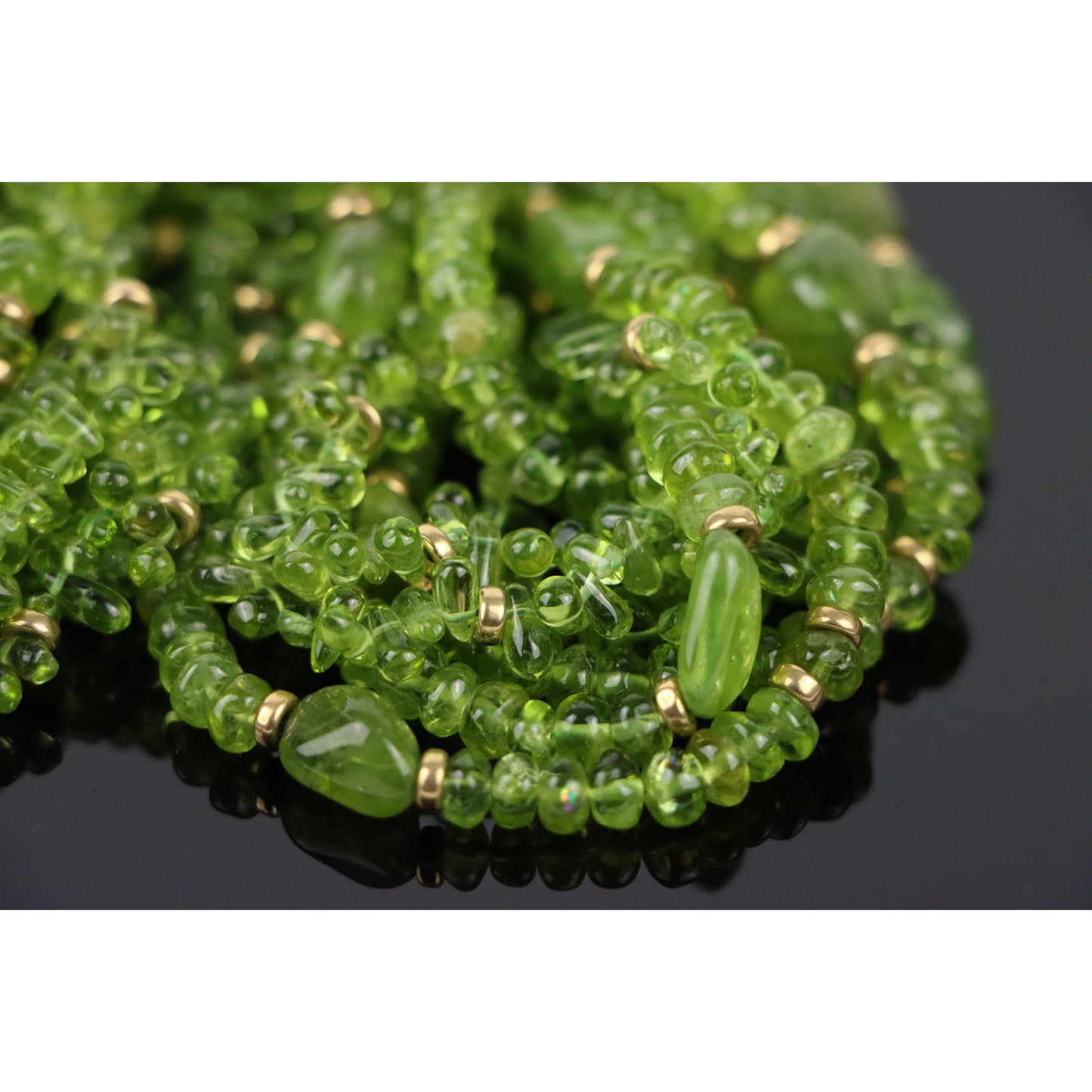 Peridot Strand Gold Statement Necklace