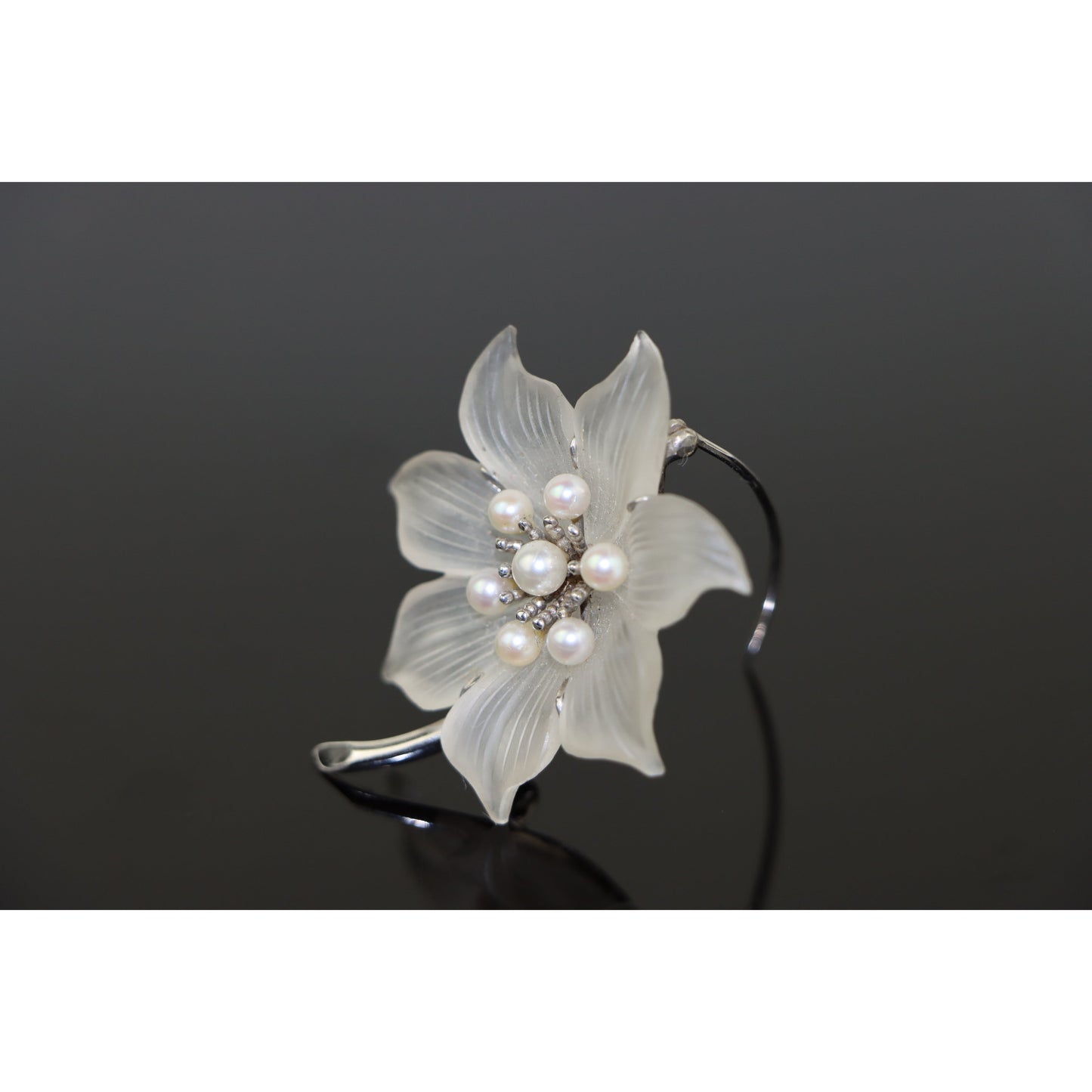 Vintage 14K White Gold Crystal & Pearl Brooch Pin Earrings Set