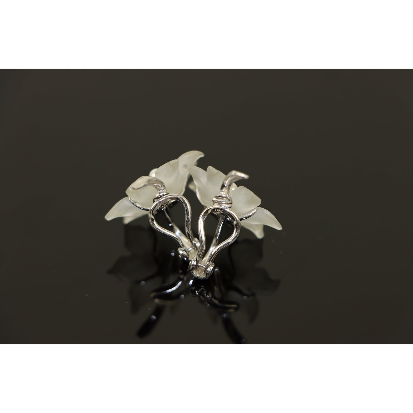 Vintage 14K White Gold Crystal & Pearl Brooch Pin Earrings Set
