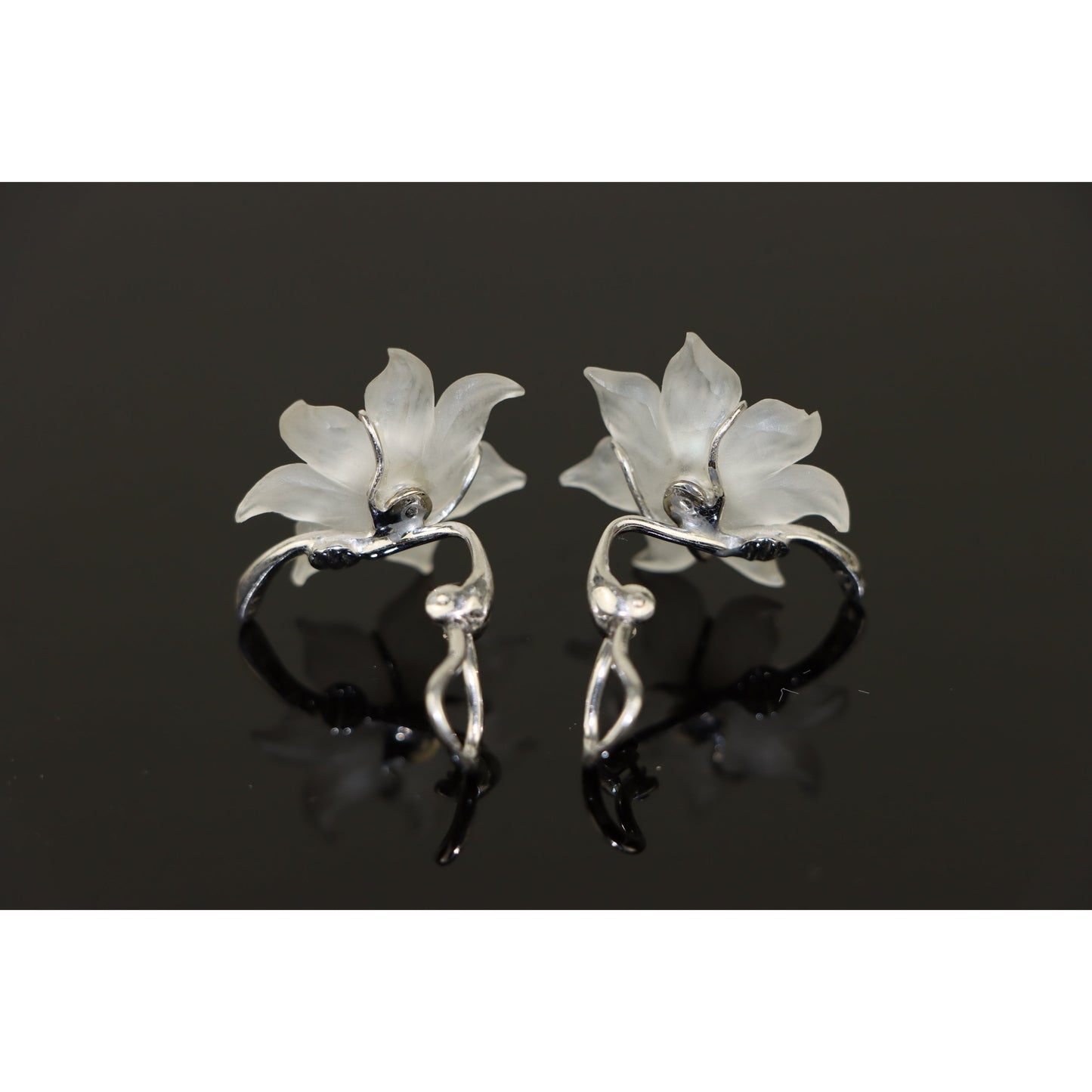 Vintage 14K White Gold Crystal & Pearl Brooch Pin Earrings Set