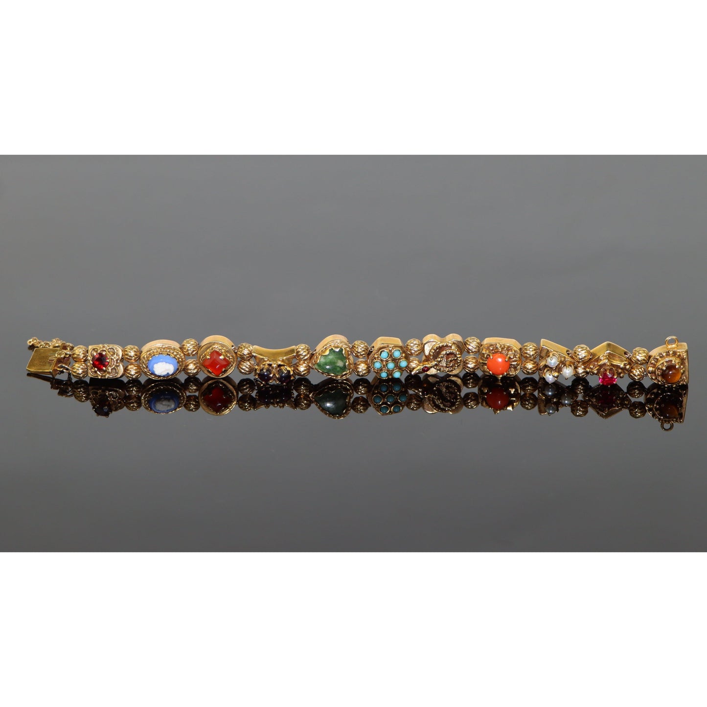 Vintage 14K Gold Multi-Gemstone Bracelet