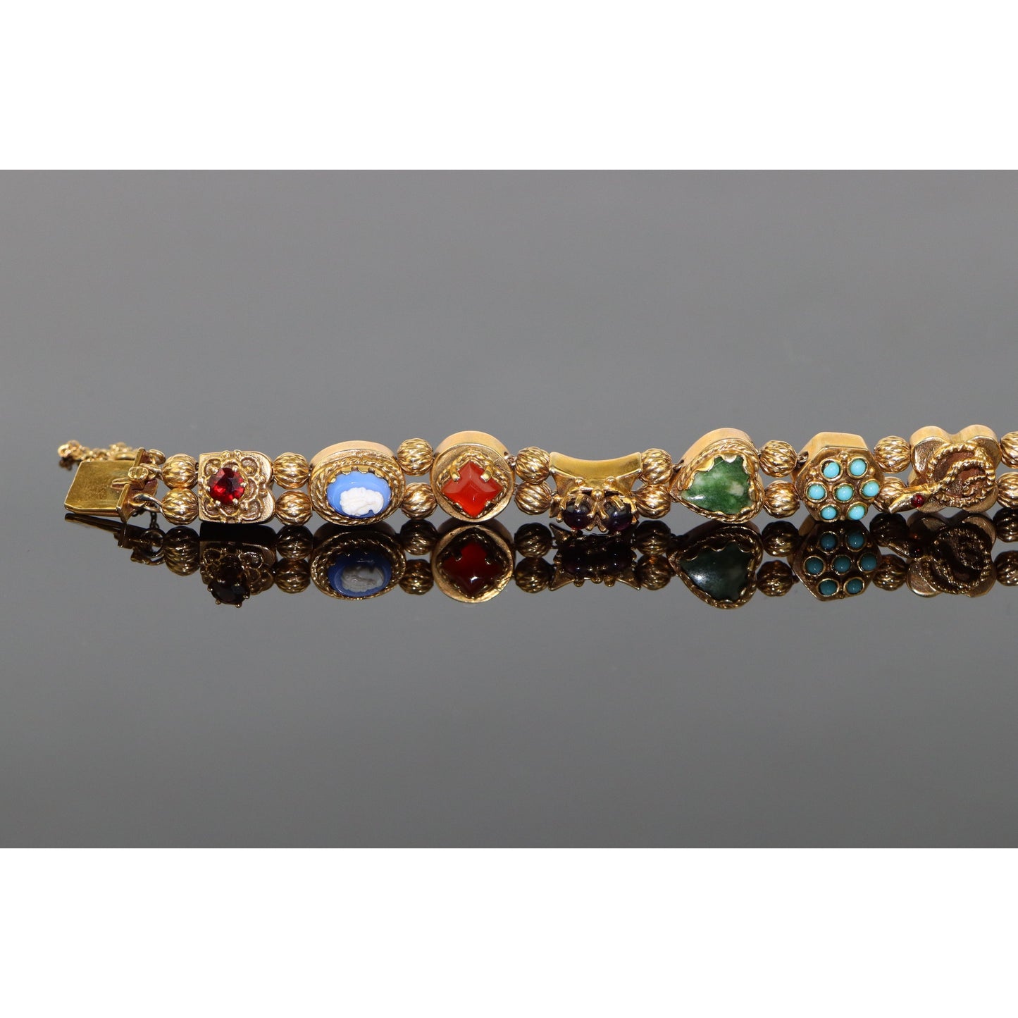 Vintage 14K Gold Multi-Gemstone Bracelet