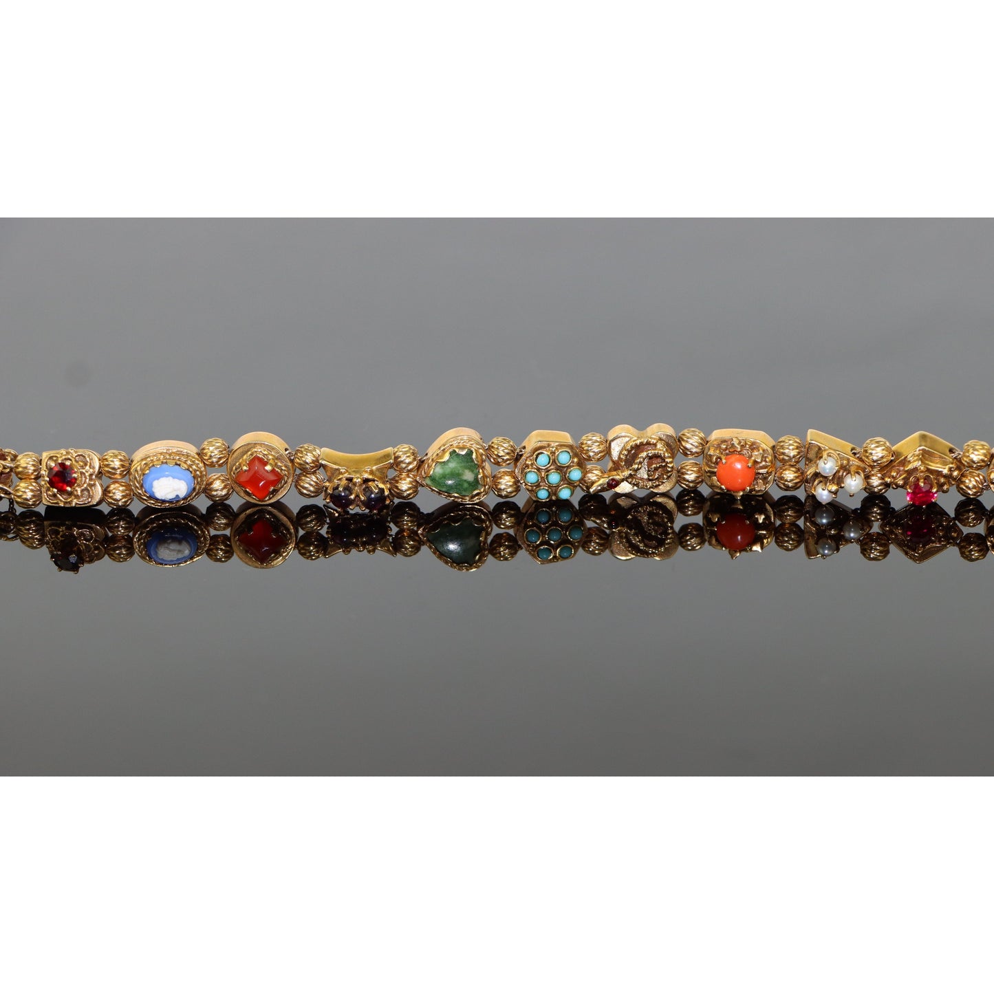 Vintage 14K Gold Multi-Gemstone Bracelet