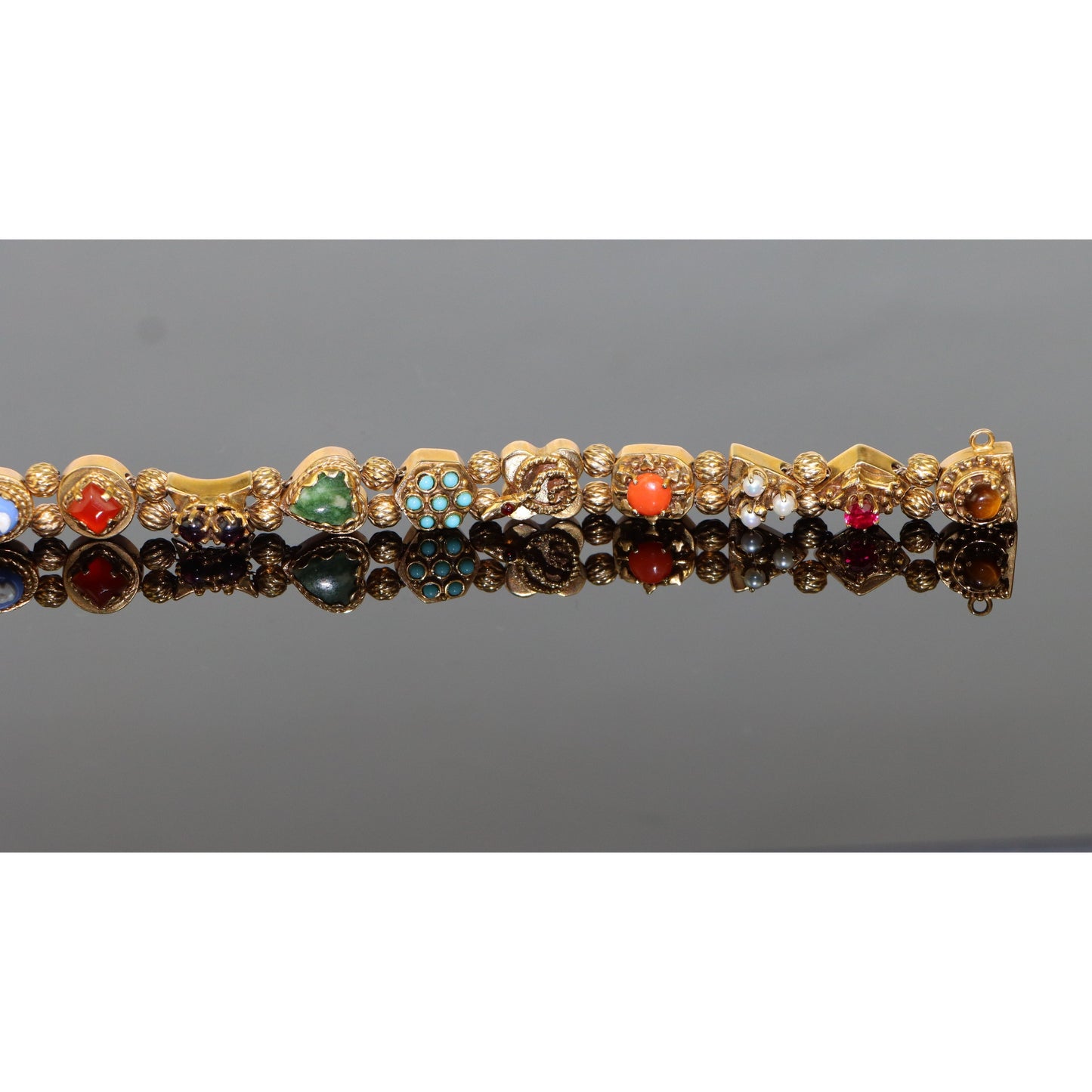 Vintage 14K Gold Multi-Gemstone Bracelet