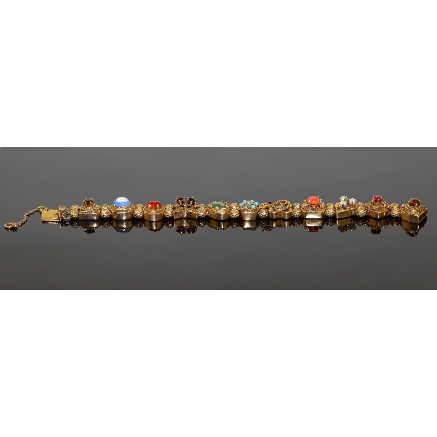 Vintage 14K Gold Multi-Gemstone Bracelet