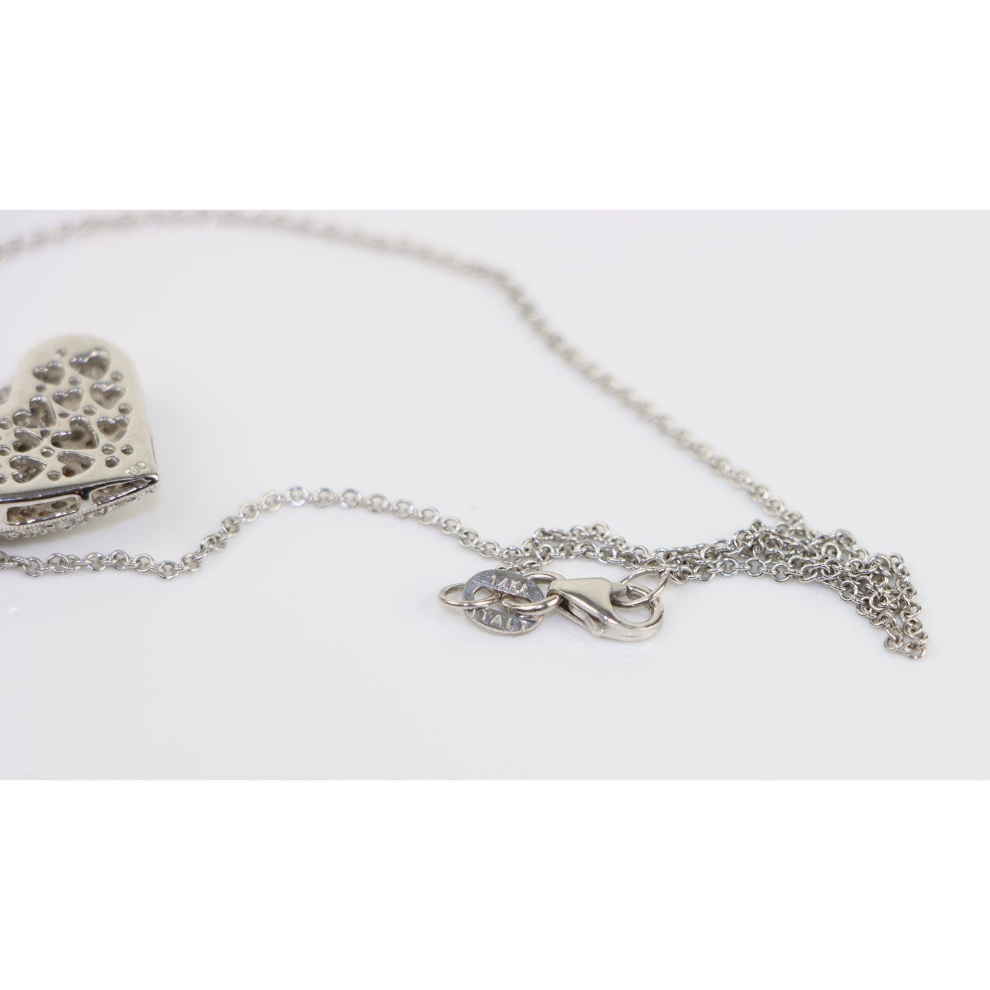 18K White Gold Diamond Pave Heart Pendant Necklace