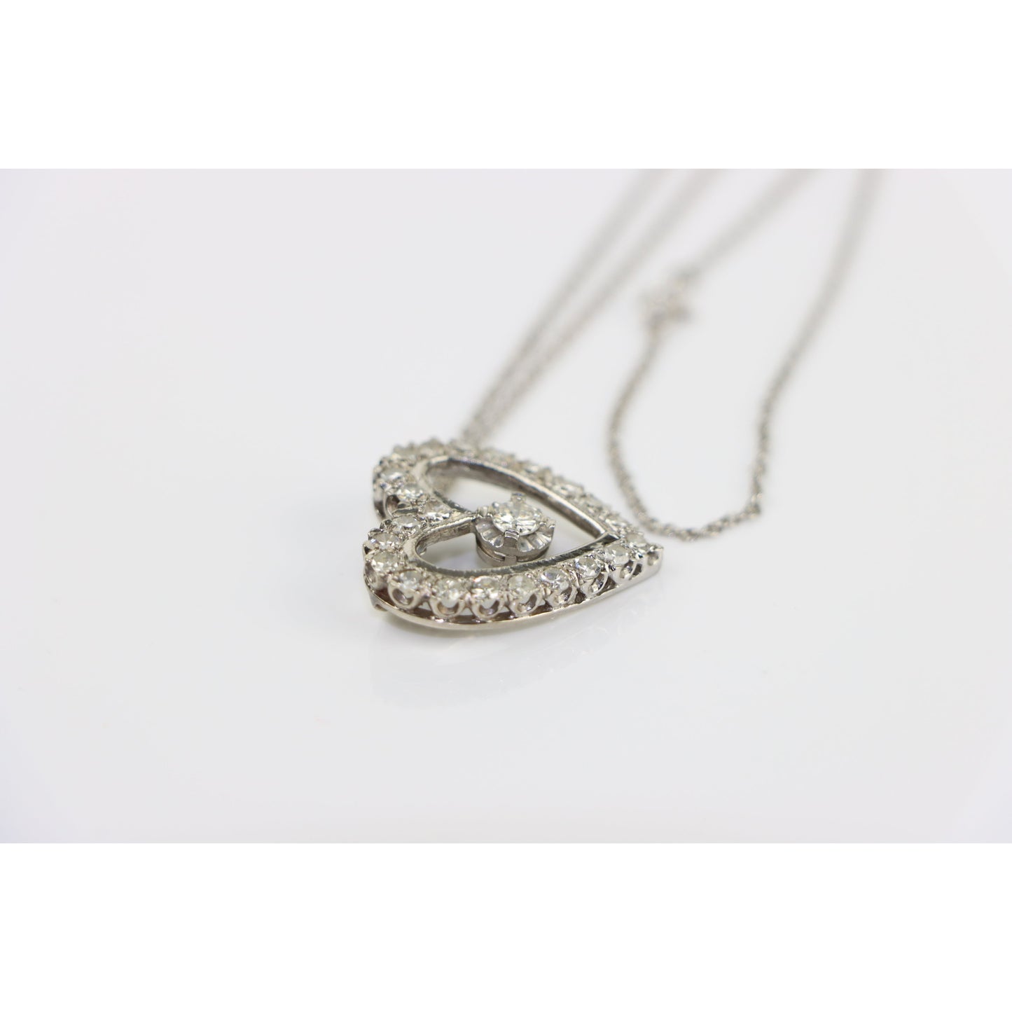 1.74 Carat Diamond Heart Pendant 14K Gold Necklace