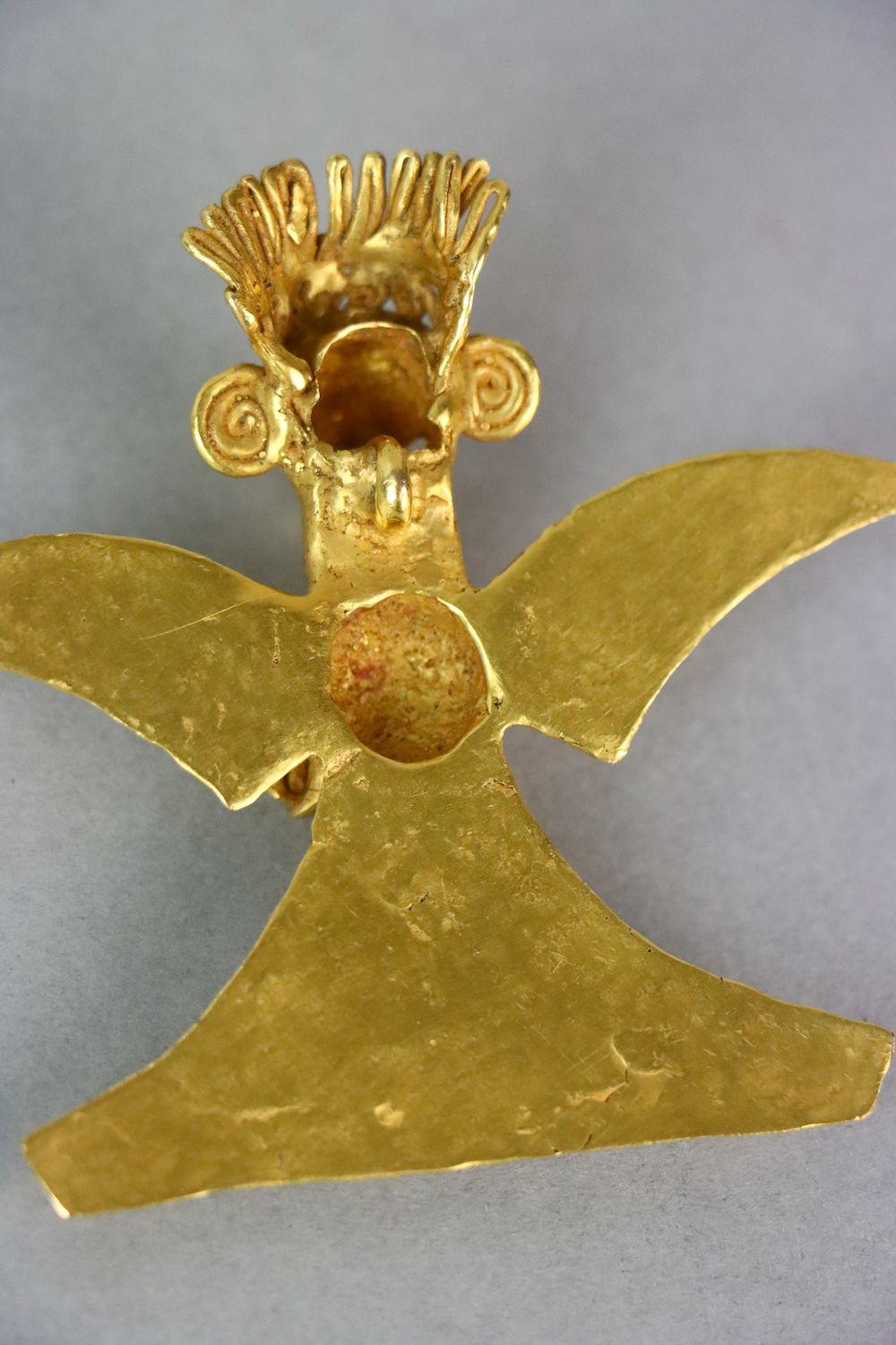 24K Gold Pre Colombia Eagle Pendant