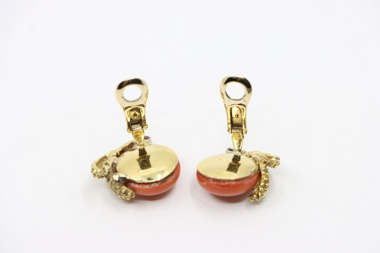 Vintage 14K Gold Diamond Coral Earrings