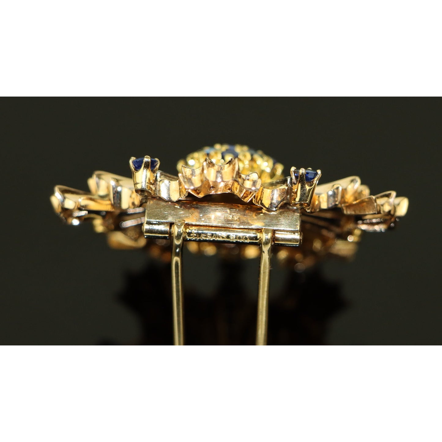 Retro Tiffany & Co. Diamond and Sapphire Starburst Brooch Pin