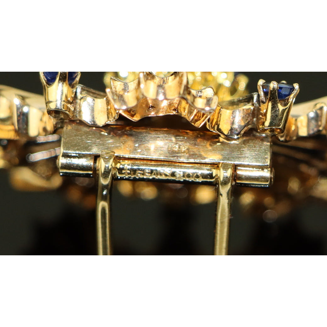 Retro Tiffany & Co. Diamond and Sapphire Starburst Brooch Pin
