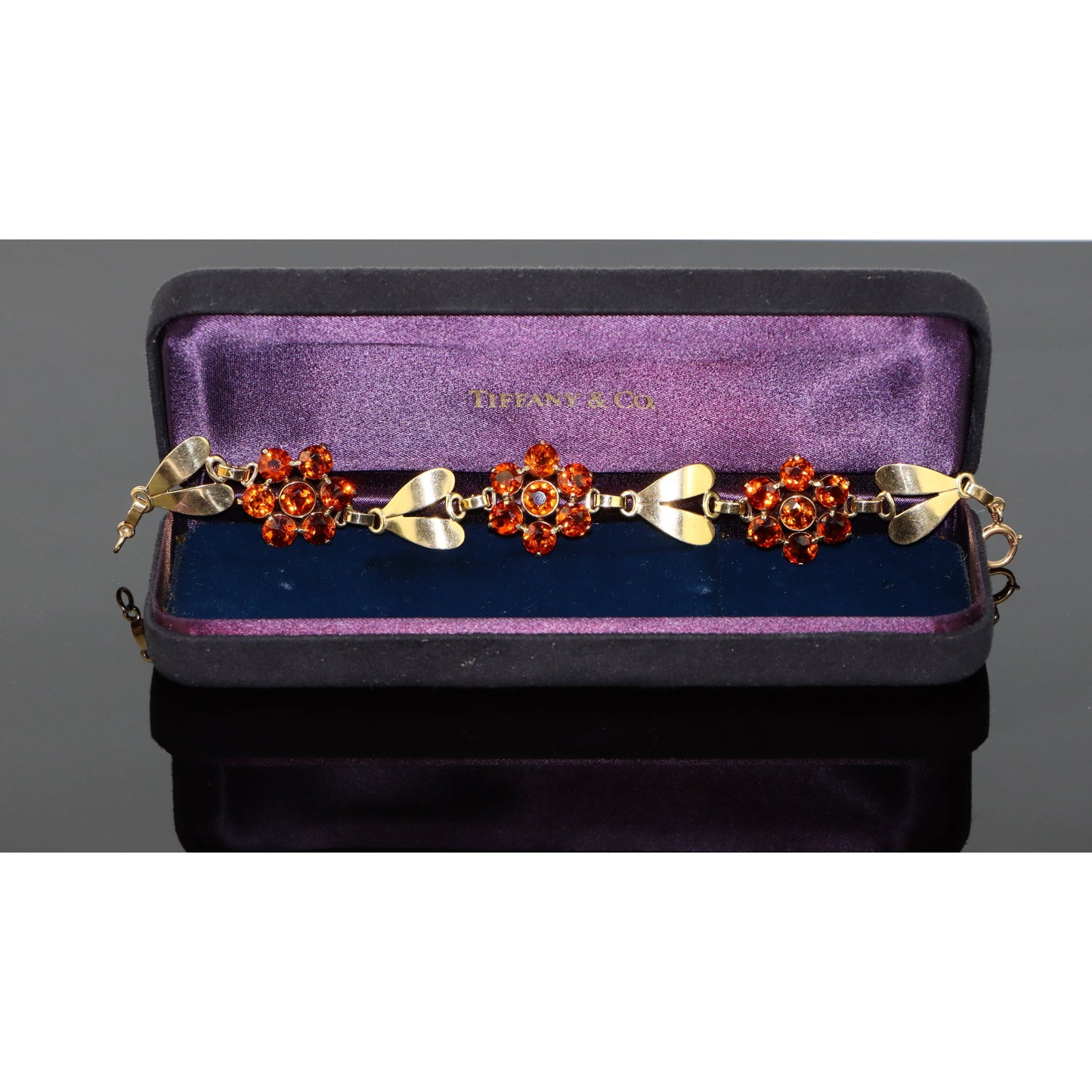 Vintage Tiffany & Co. 14k Gold Citrine Flower Bracelet