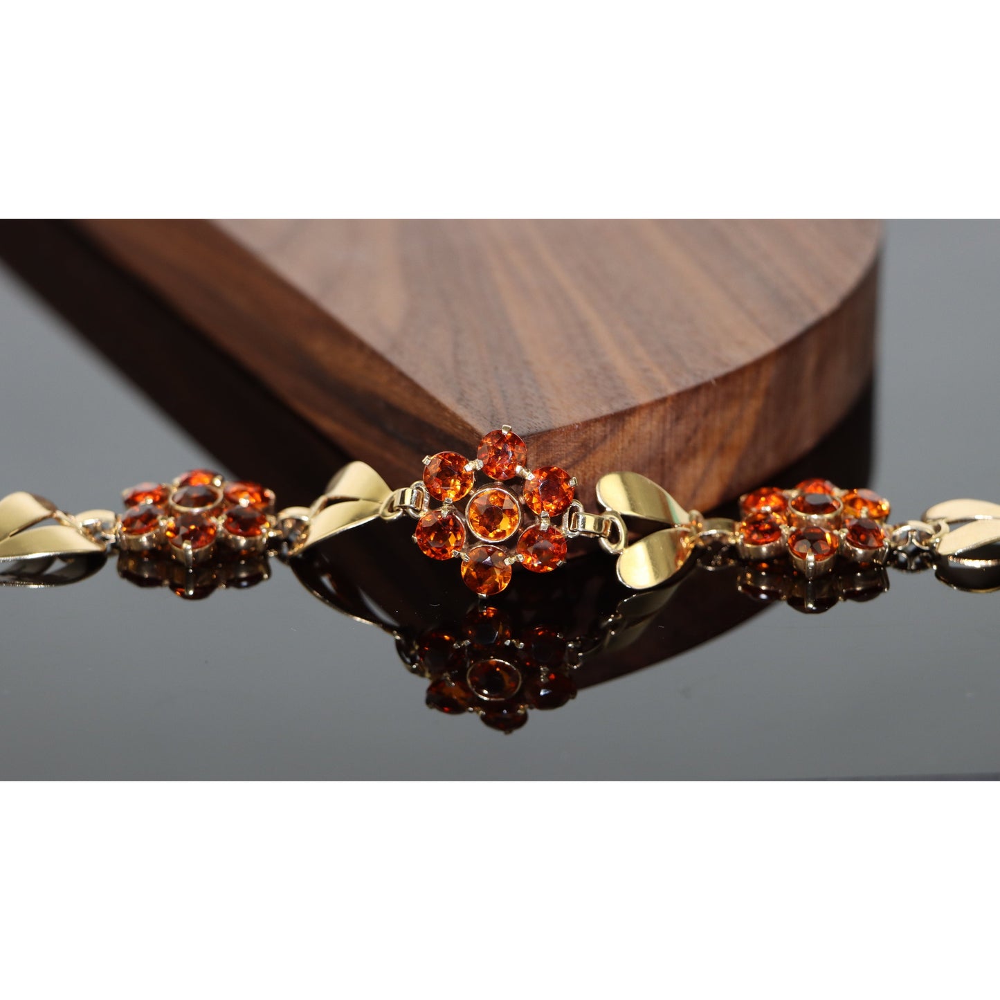 Vintage Tiffany & Co. 14k Gold Citrine Flower Bracelet
