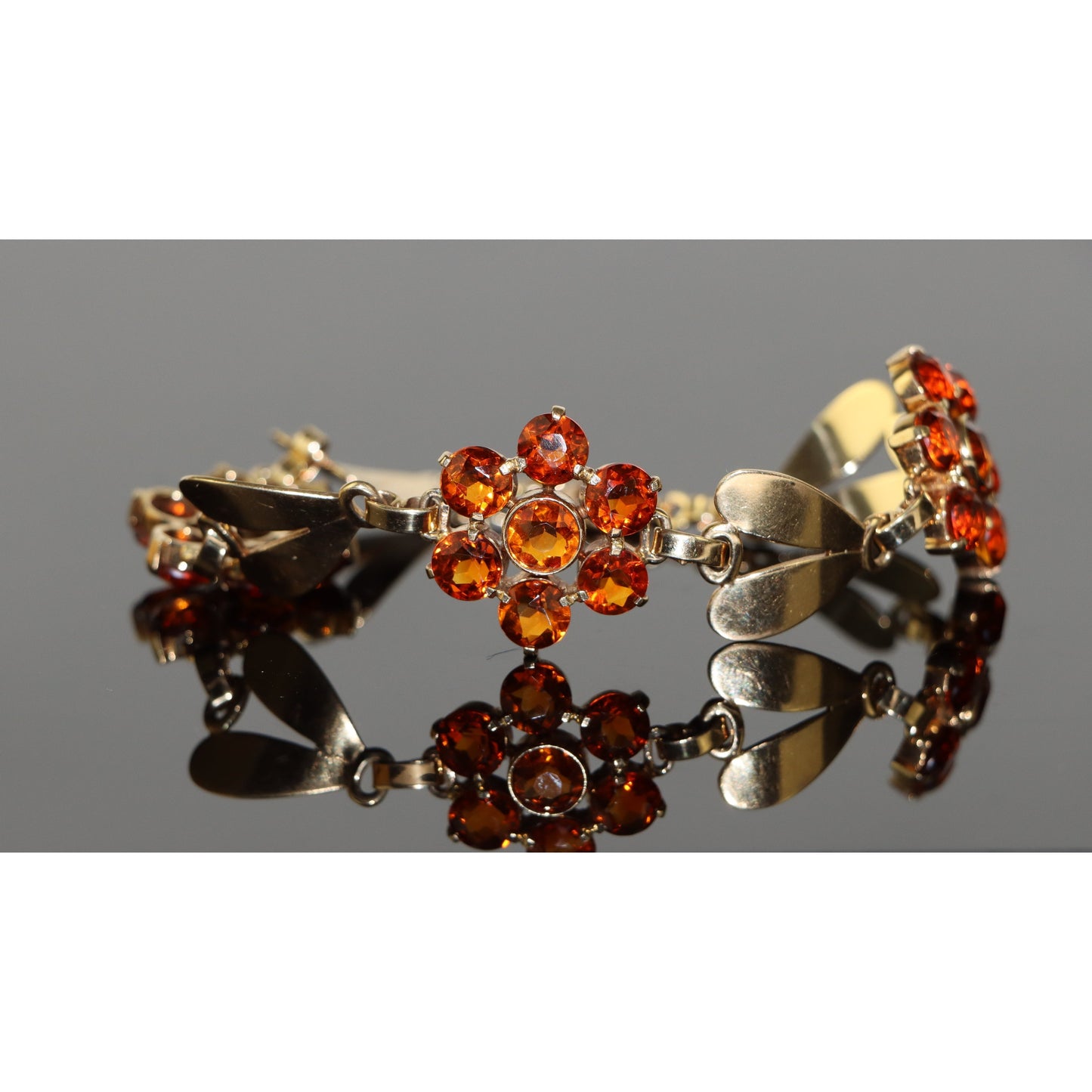 Vintage Tiffany & Co. 14k Gold Citrine Flower Bracelet