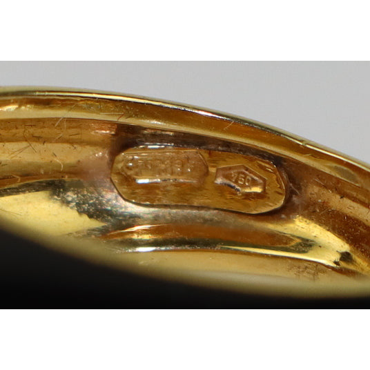 18K Gold Onyx Diamond Bombe Ring