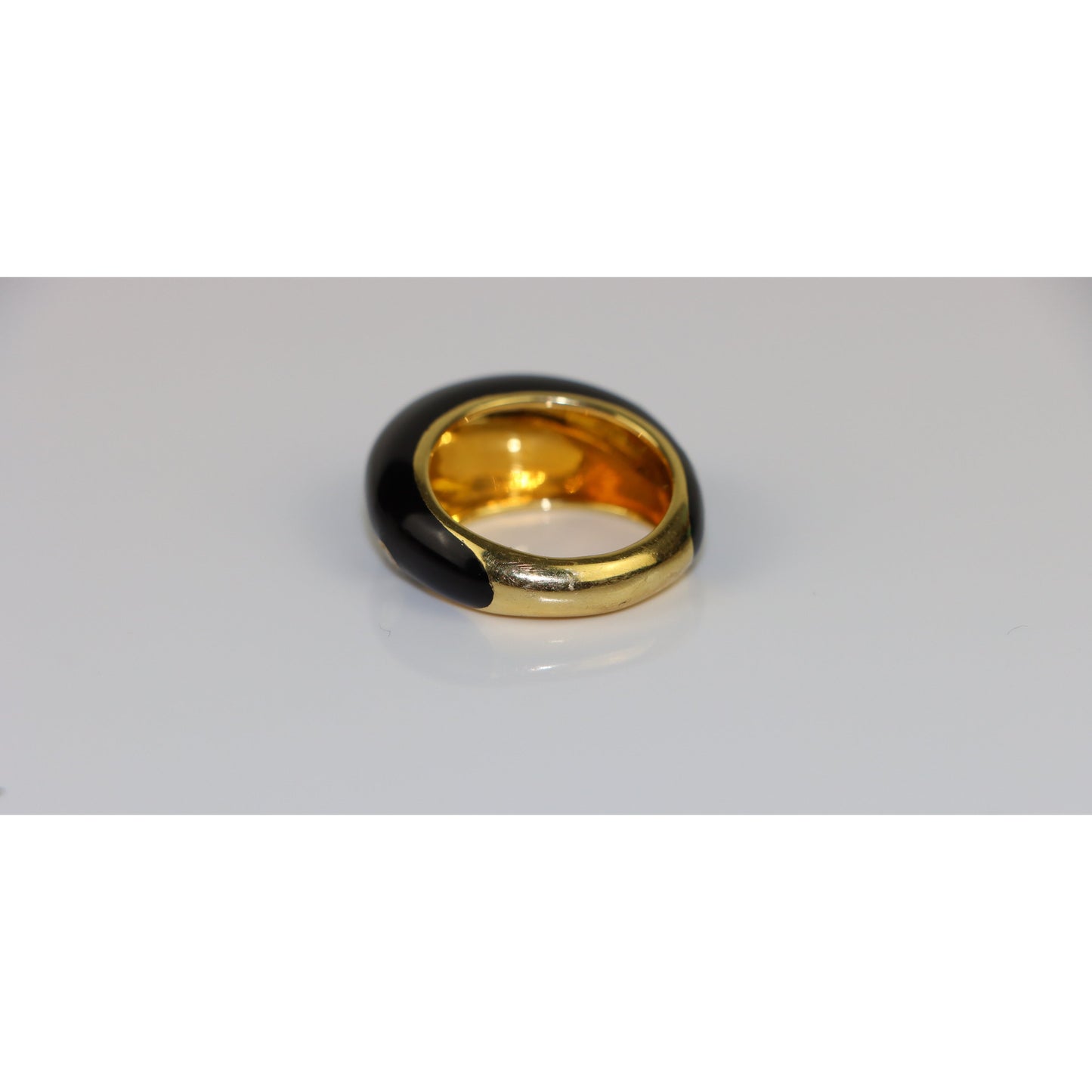 18K Gold Onyx Diamond Bombe Ring