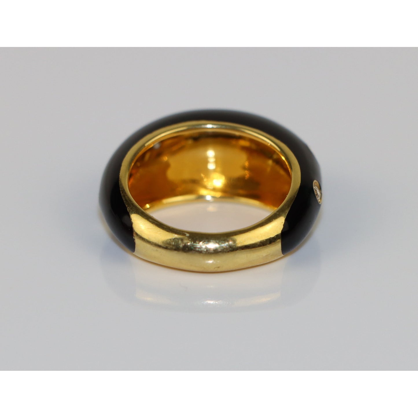 18K Gold Onyx Diamond Bombe Ring
