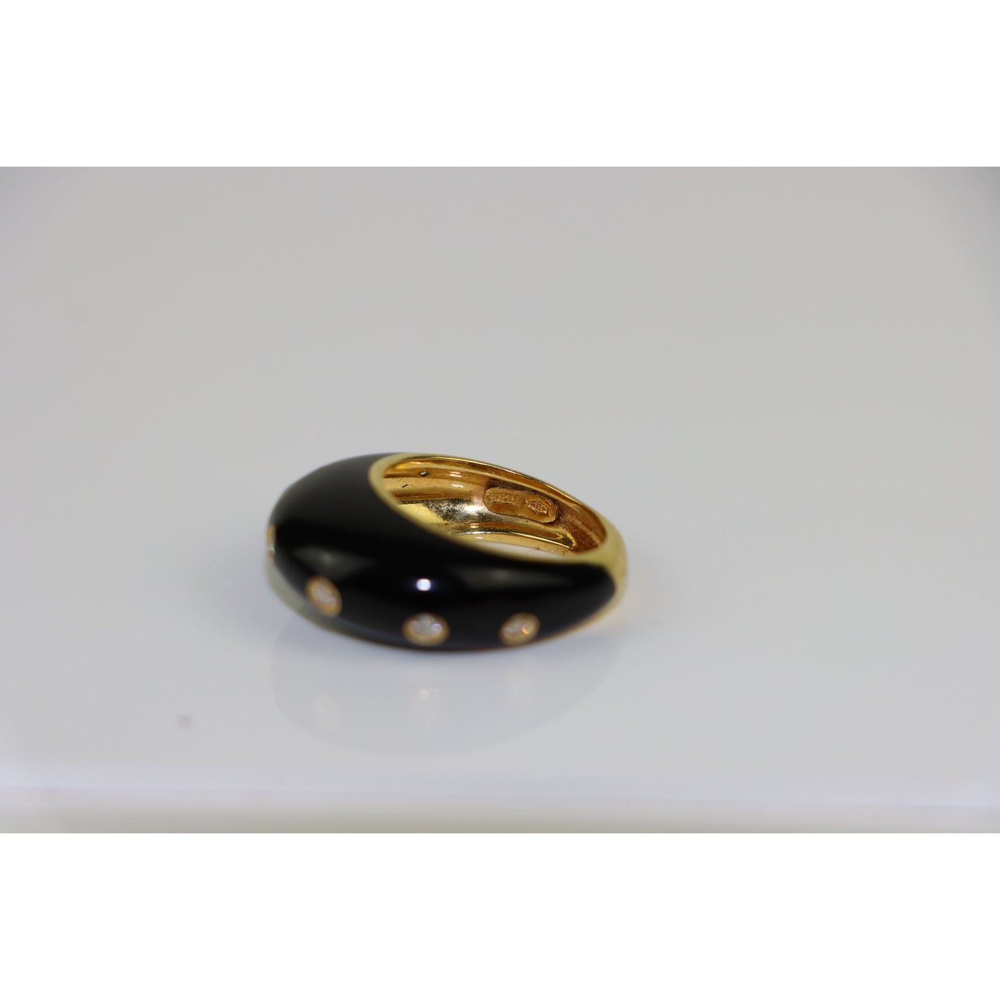 18K Gold Onyx Diamond Bombe Ring