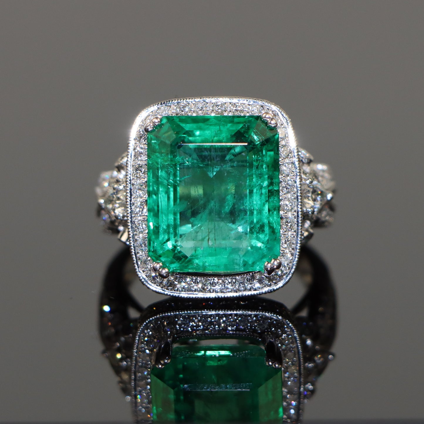 AGI Appraised 9.5 Carat Emerald Ring