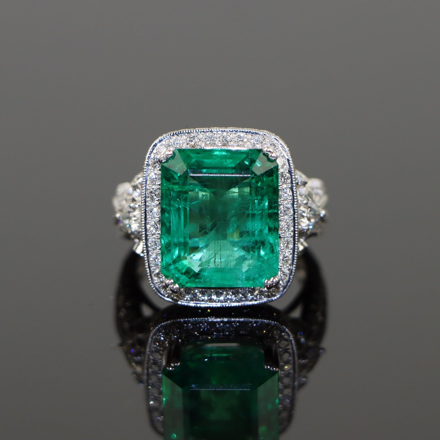 AGI Appraised 9.5 Carat Emerald Ring