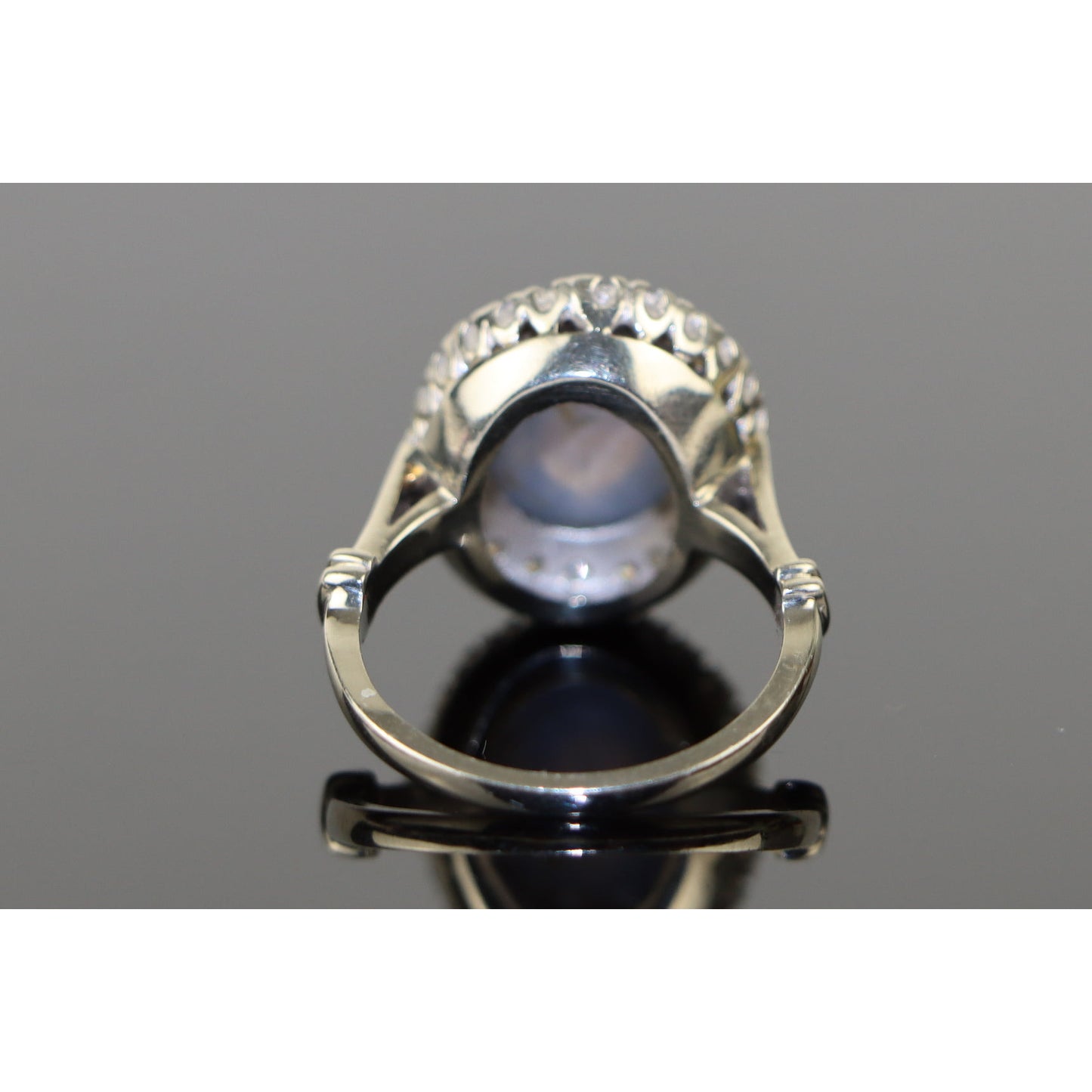 14K White Gold Star Sapphire Diamond Ring