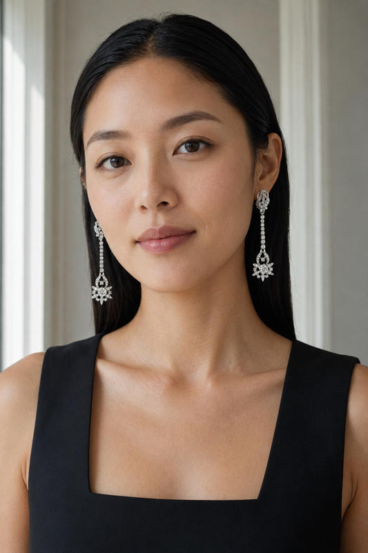 18K White Gold 2.04 Carat Diamond Articulated Pendant Earrings