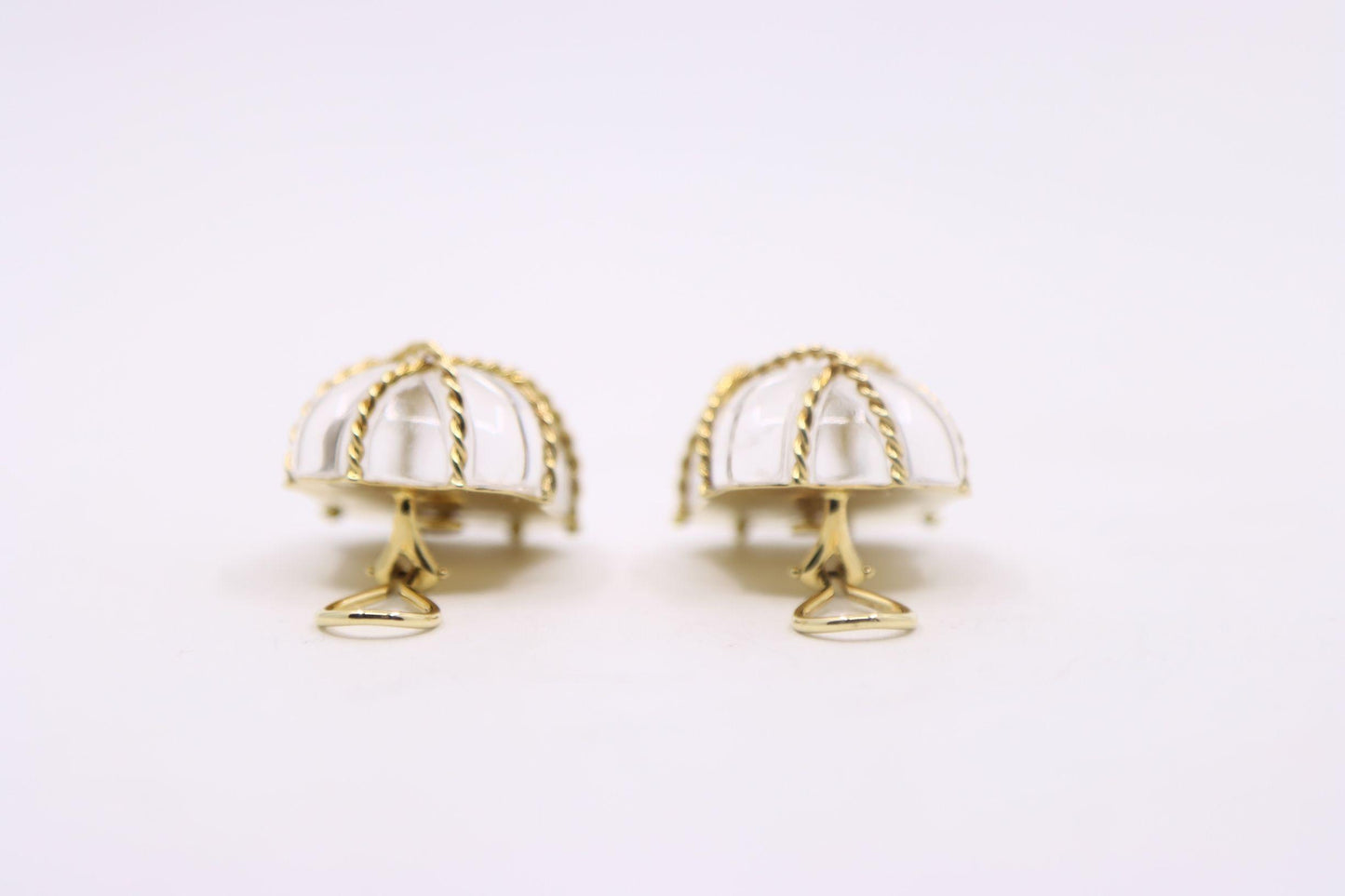 Vintage Seaman Schepps 18K Gold Rock Crystal Earrings