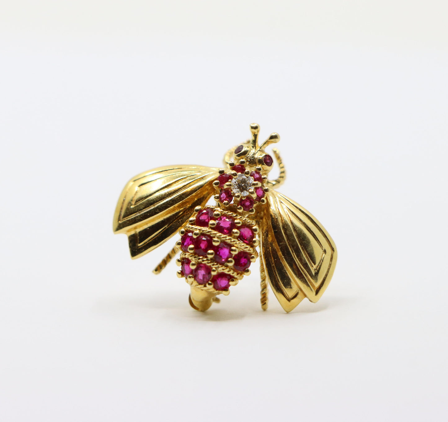 Tiffany & Co. 18K Gold Ruby Diamond Bee Brooch