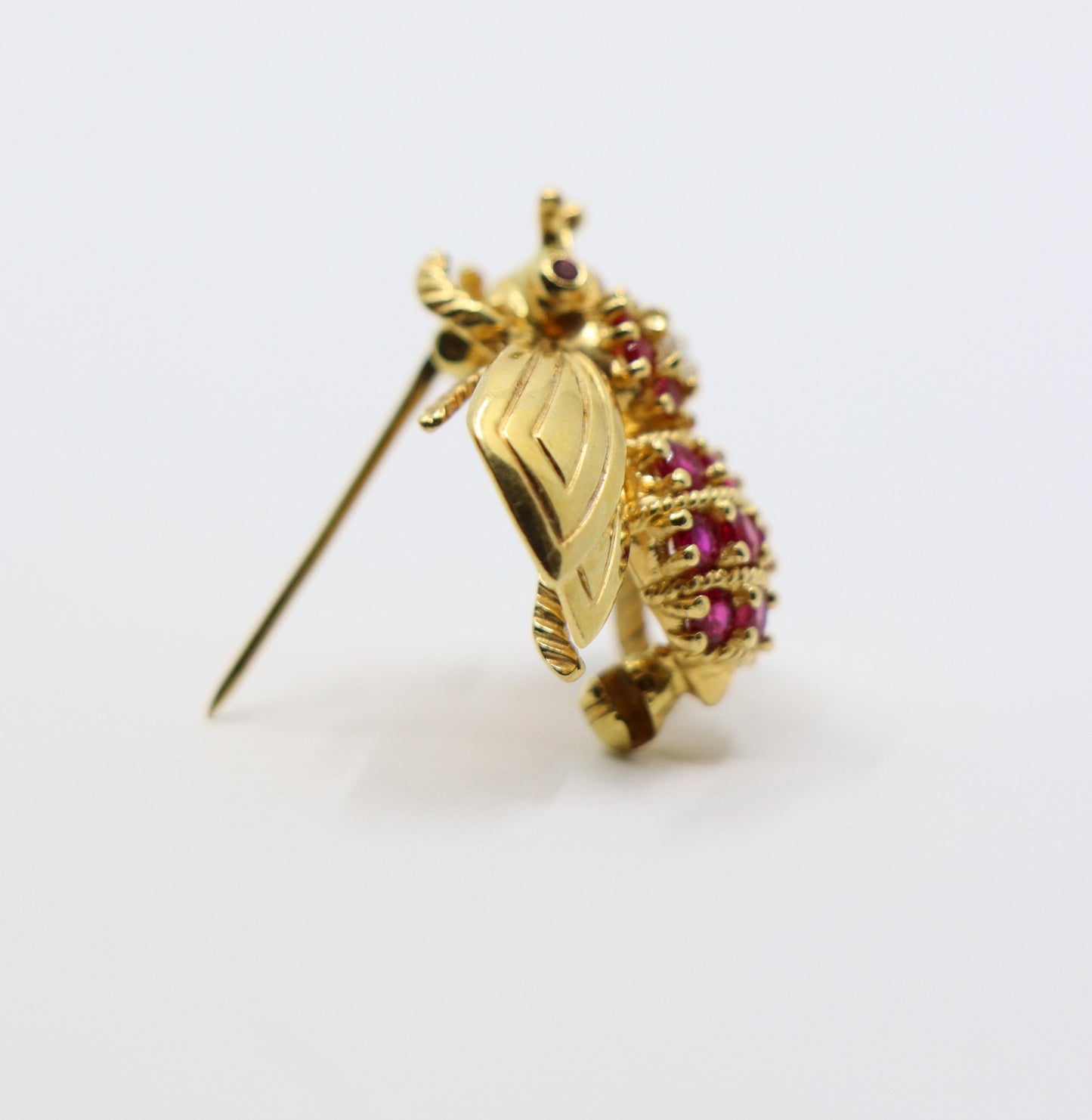 Tiffany & Co. 18K Gold Ruby Diamond Bee Brooch
