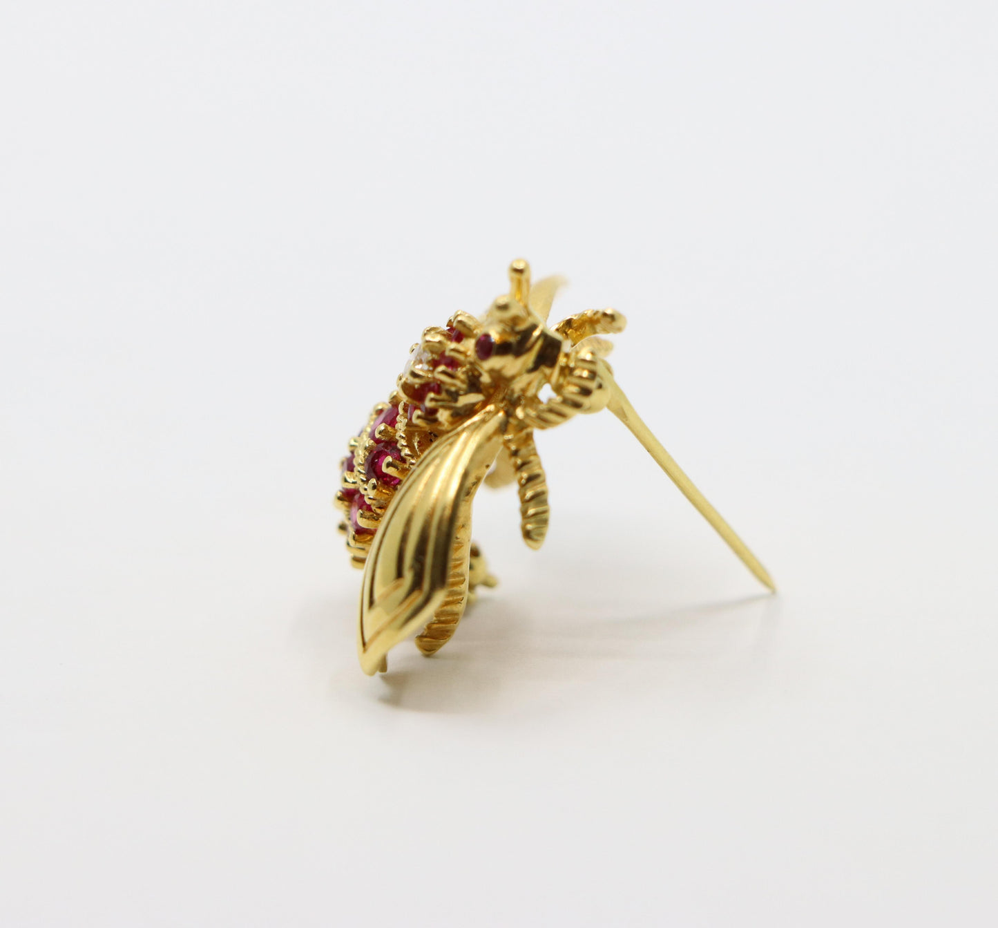 Tiffany & Co. 18K Gold Ruby Diamond Bee Brooch