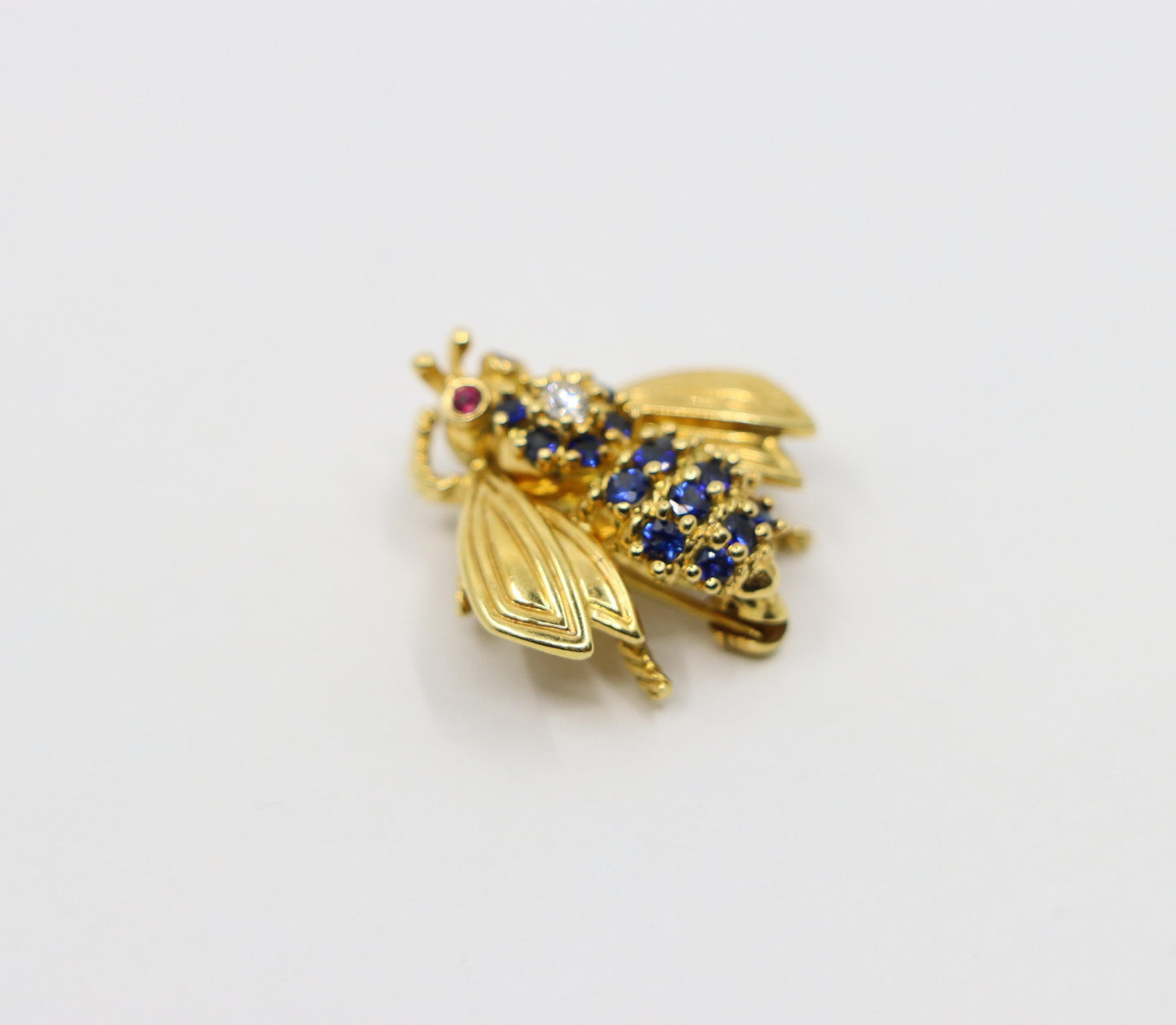 Tiffany & Co. 18K Gold Sapphire Diamond Bee Brooch