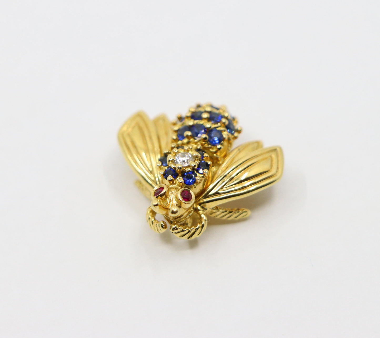 Tiffany & Co. 18K Gold Sapphire Diamond Bee Brooch