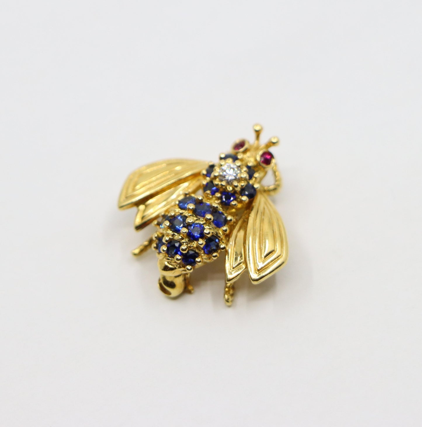 Tiffany & Co. 18K Gold Sapphire Diamond Bee Brooch