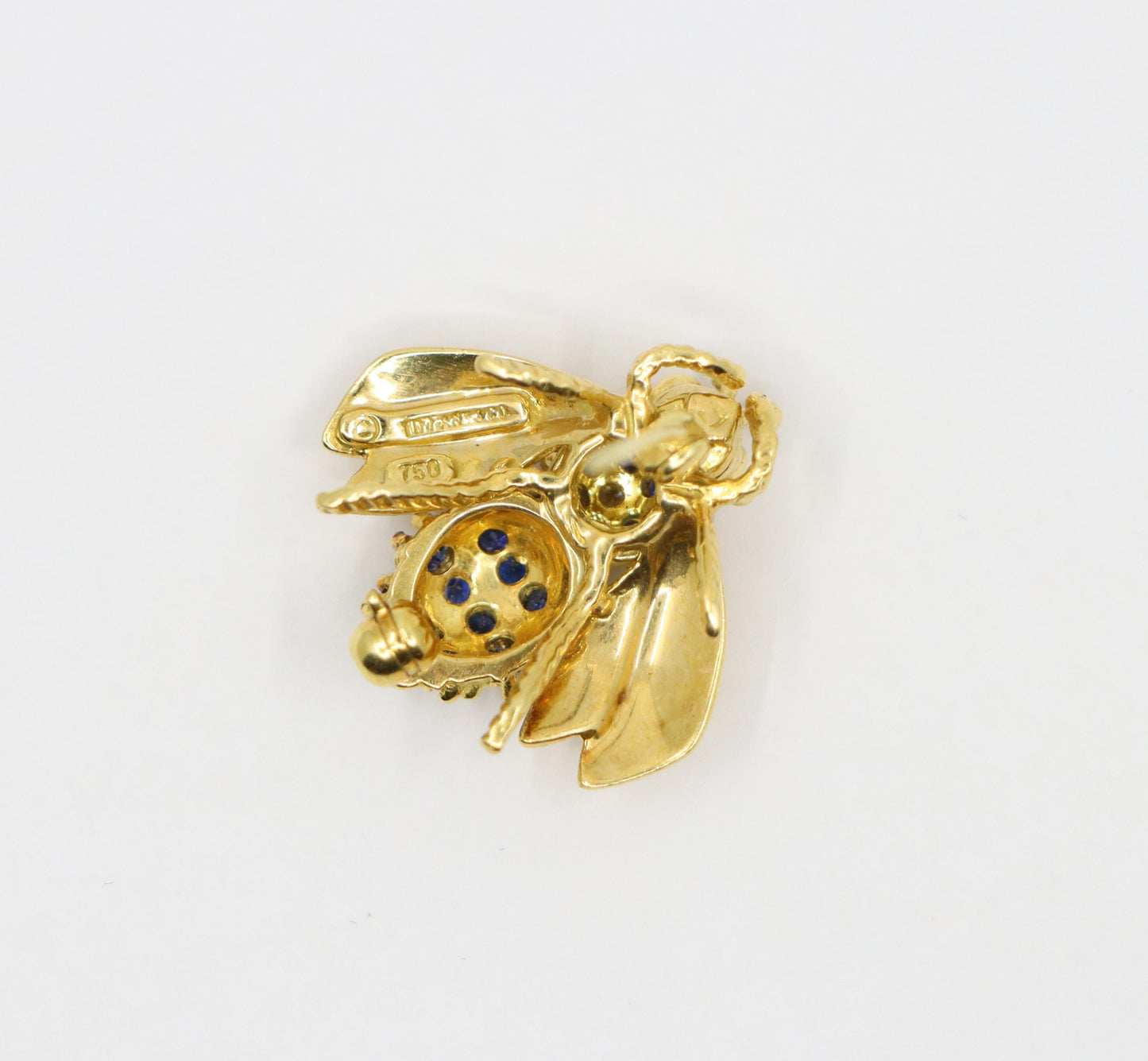 Tiffany & Co. 18K Gold Sapphire Diamond Bee Brooch