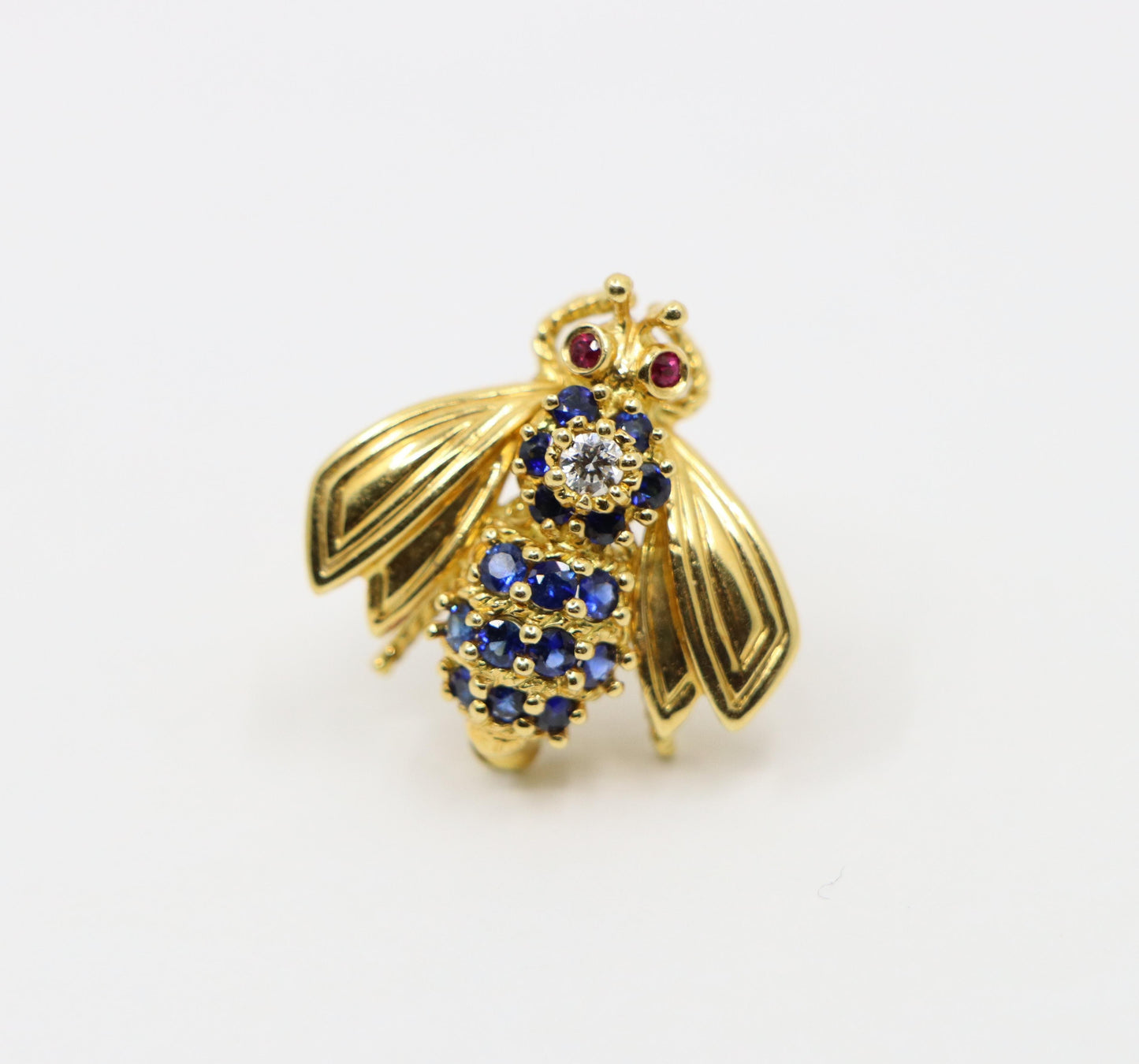 Tiffany & Co. 18K Gold Sapphire Diamond Bee Brooch