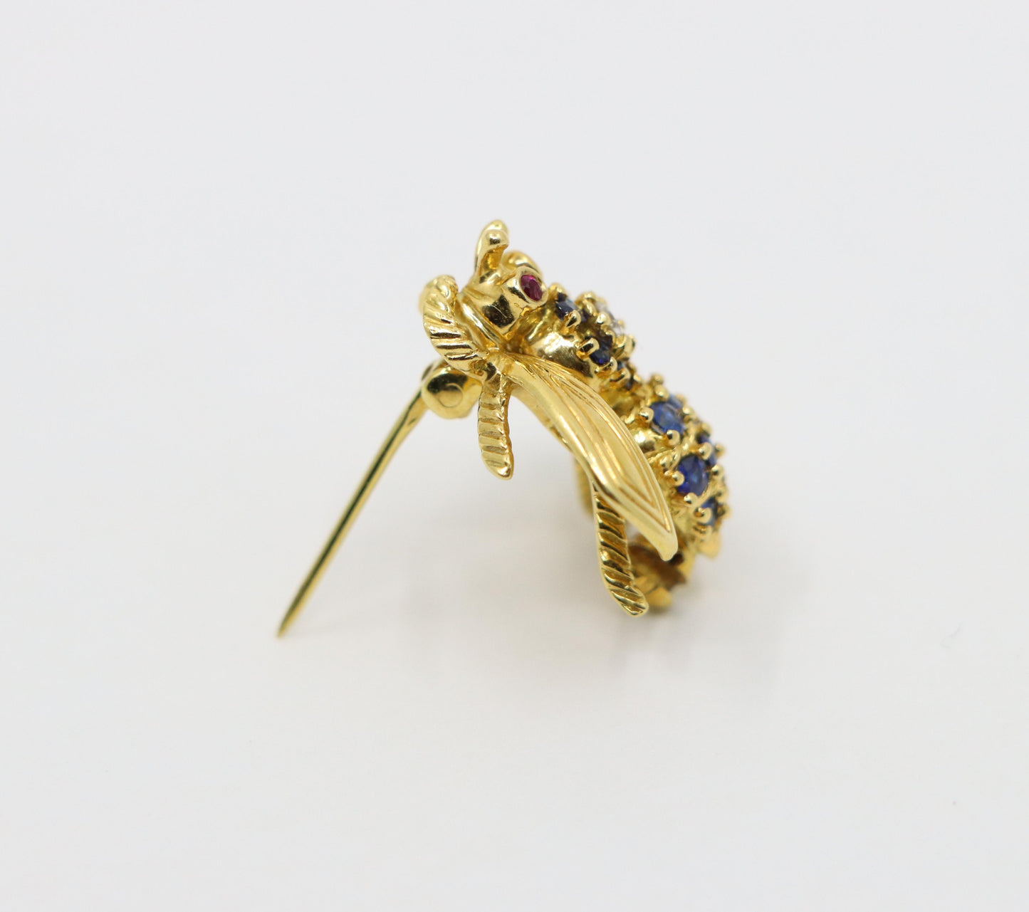 Tiffany & Co. 18K Gold Sapphire Diamond Bee Brooch