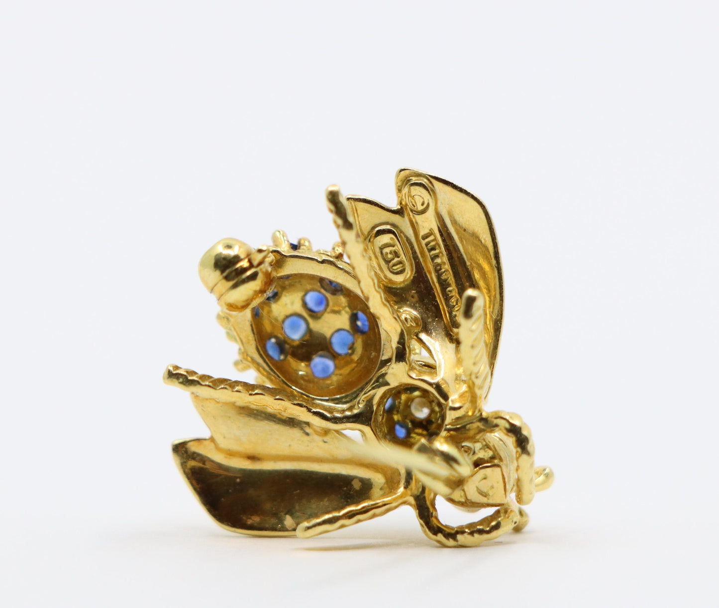 Tiffany & Co. 18K Gold Sapphire Diamond Bee Brooch