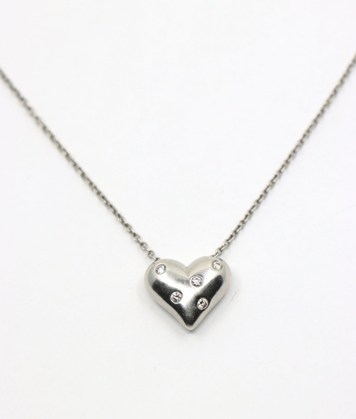 Tiffany & Co Platinum Heart Diamonds Pendant Necklace