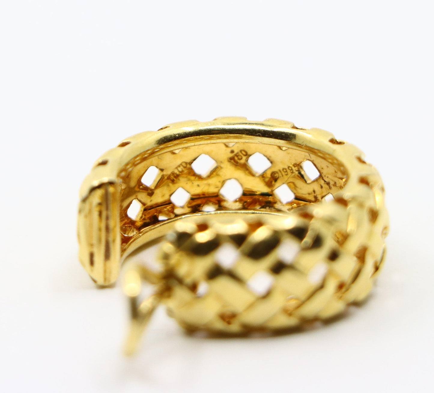 Tiffany & Co. Vannerie 18k Gold Woven Hoop Earrings