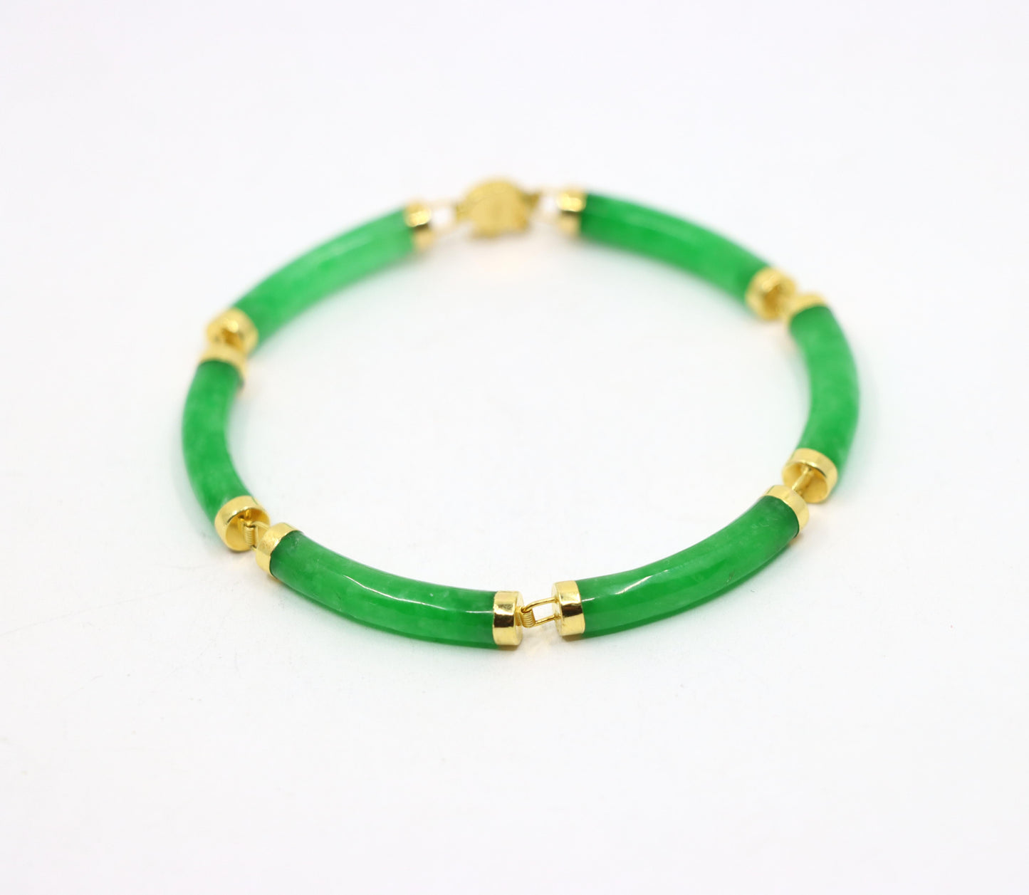 Vintage 14K Gold Jadeite Bracelet