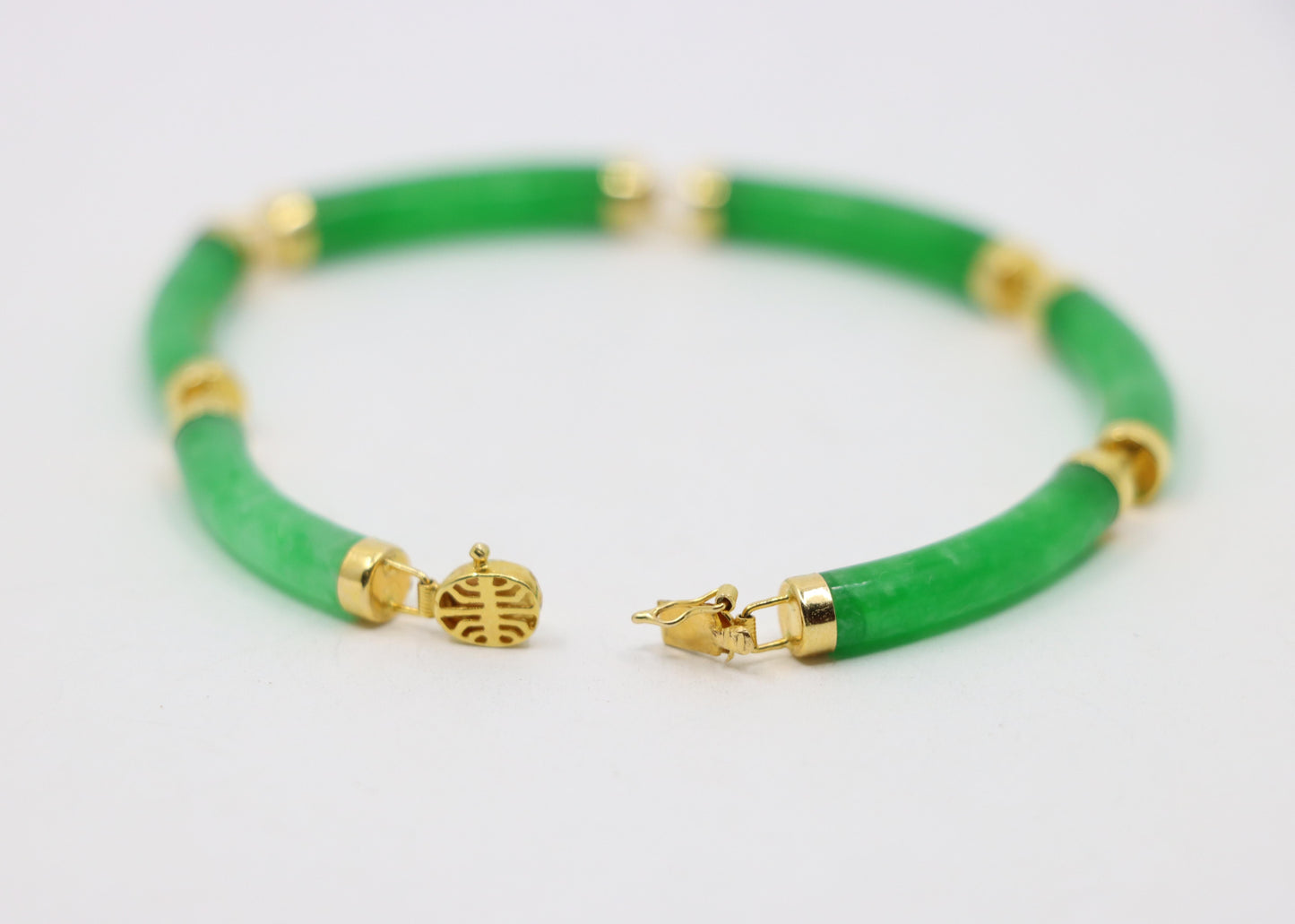 Vintage 14K Gold Jadeite Bracelet