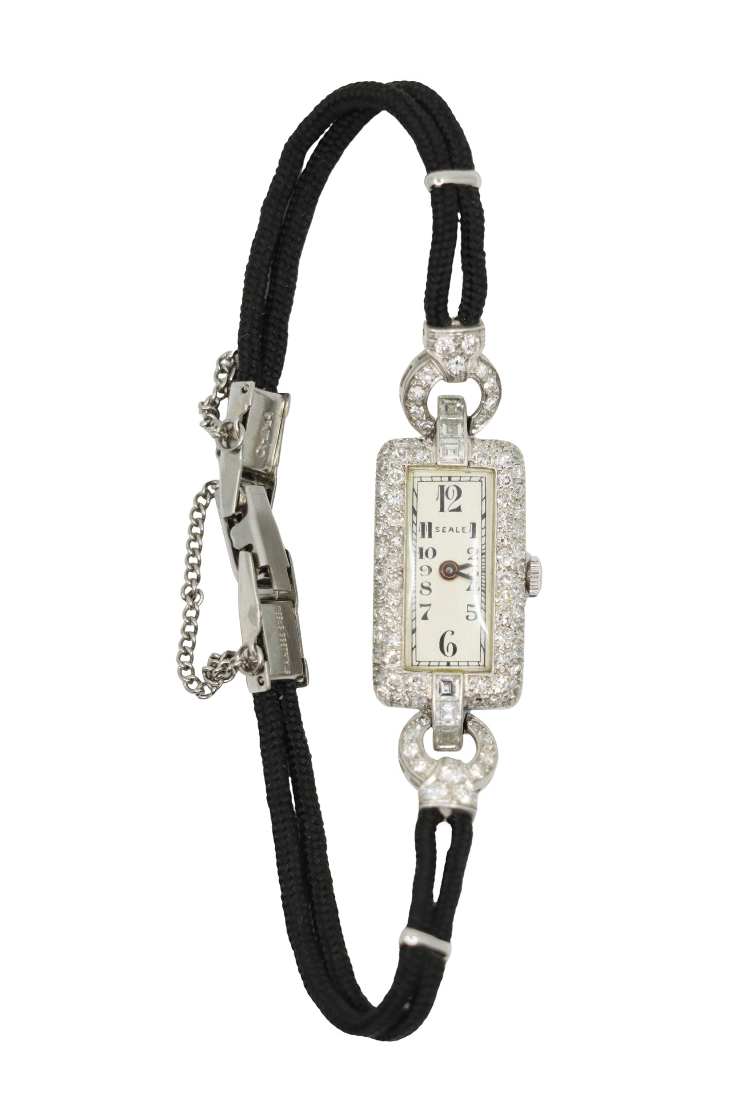 Art Deco Seale Platinum Diamond Watch Bracelet