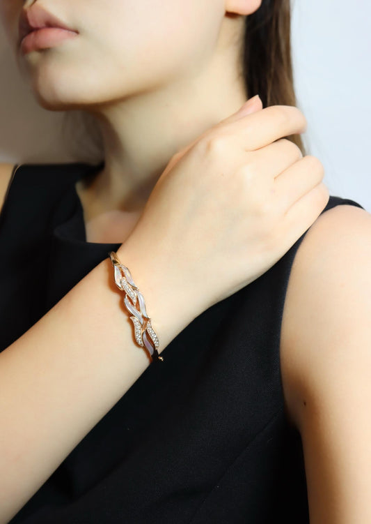 Kabana 14K Gold Diamond Mother of Pearl Bracelet