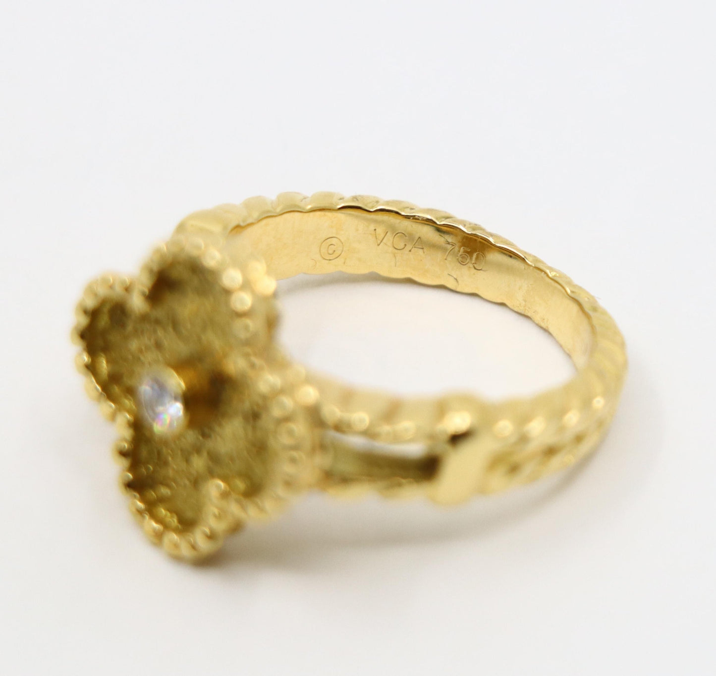 Van Cleef & Arpels 18K Gold Diamond Alhambra Ring