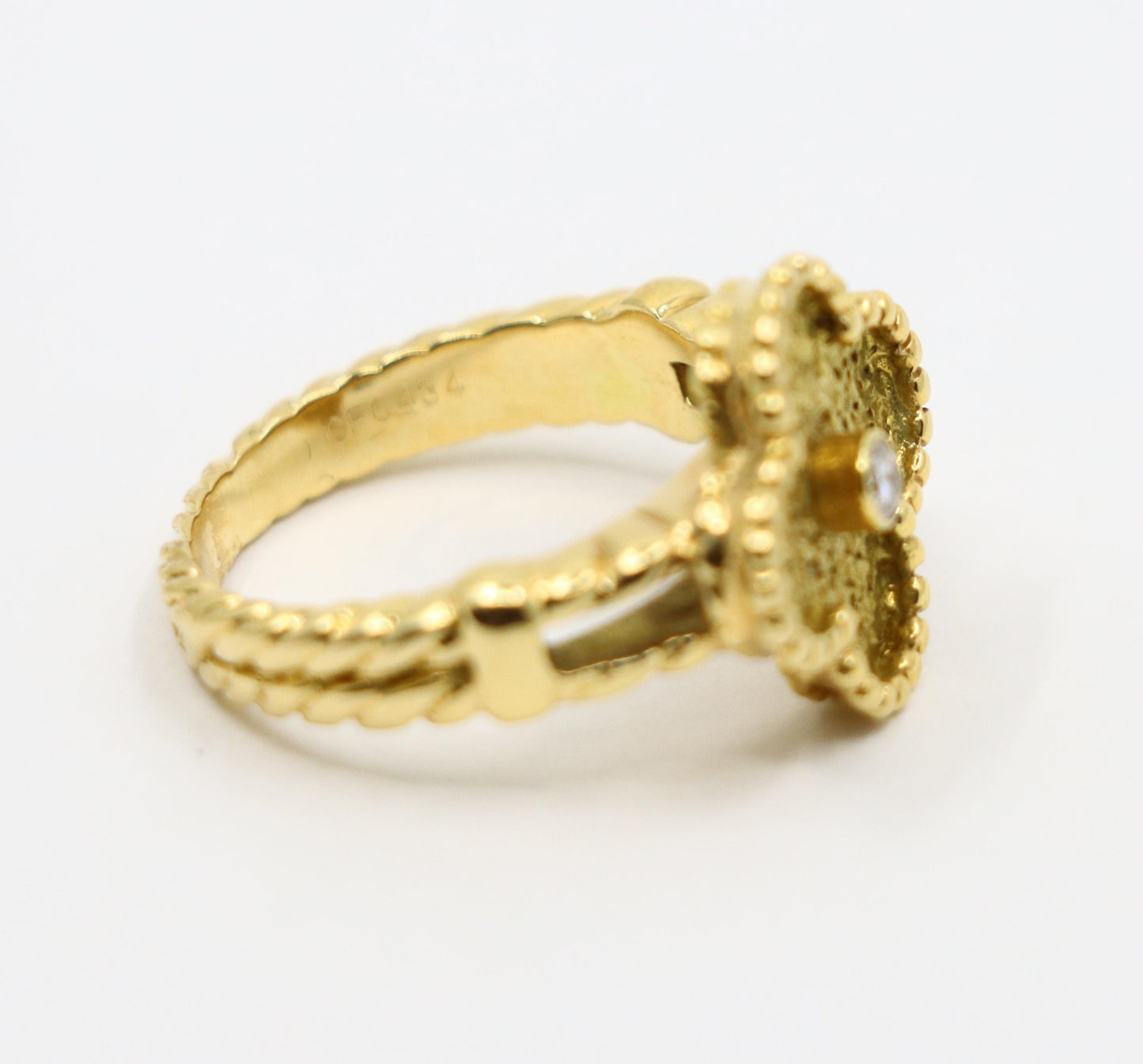 Van Cleef & Arpels 18K Gold Diamond Alhambra Ring