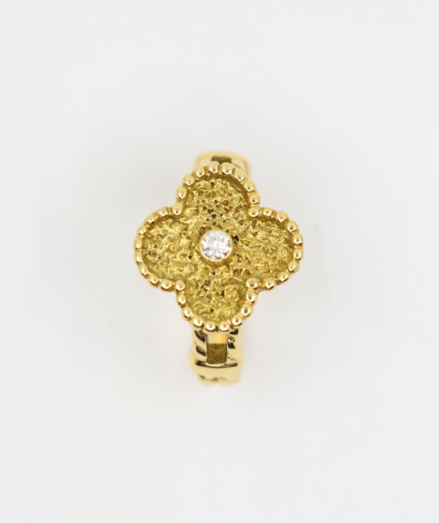 Van Cleef & Arpels 18K Gold Diamond Alhambra Ring