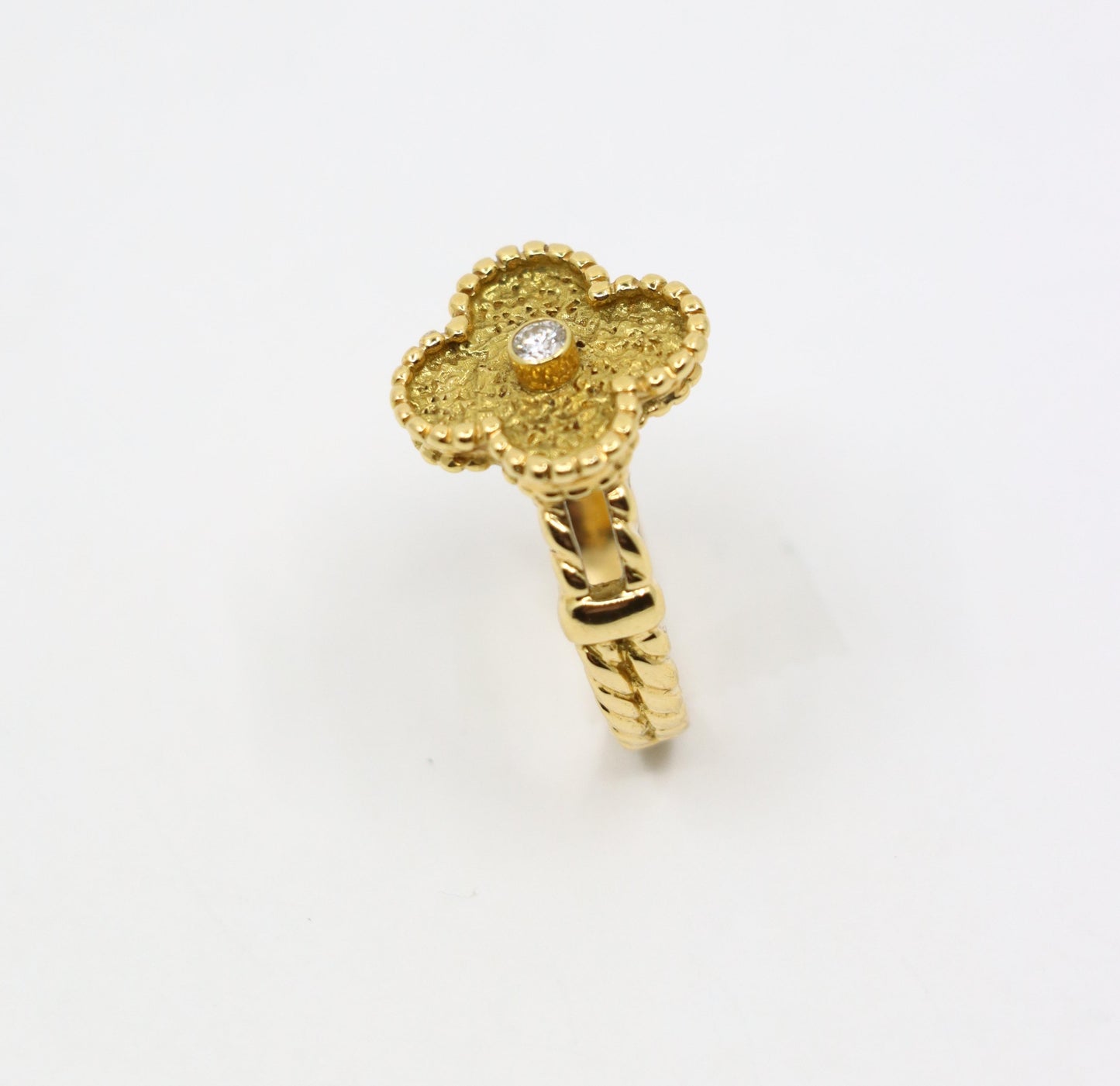 Van Cleef & Arpels 18K Gold Diamond Alhambra Ring