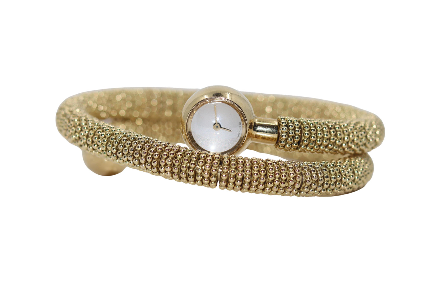 Vintage Van Cleef & Arpels 18K Gold Couscous Spiral Cuff Bangle Watch