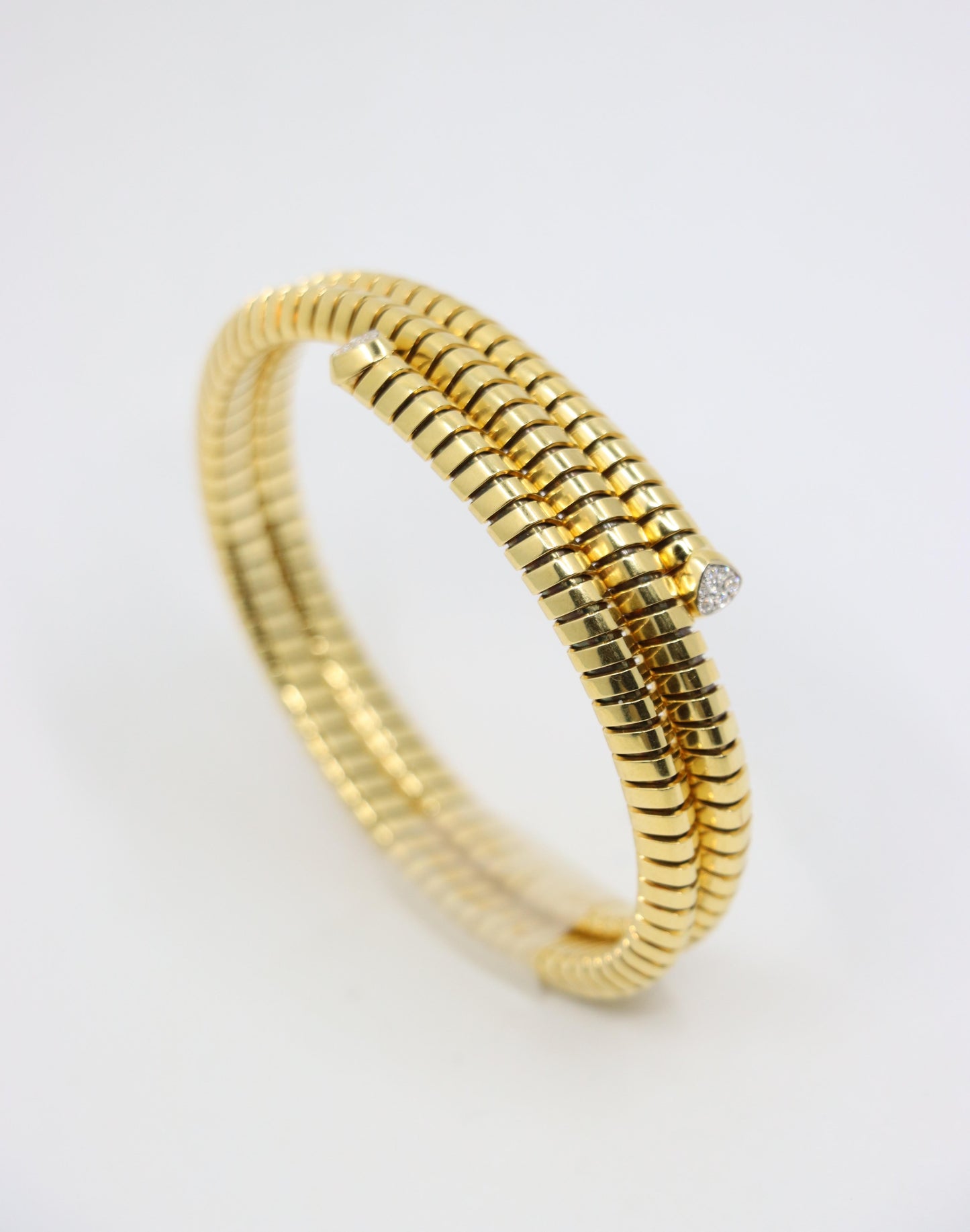 Marina B Trisolina 18k Yellow Gold Triple Pavé Diamond Bangle